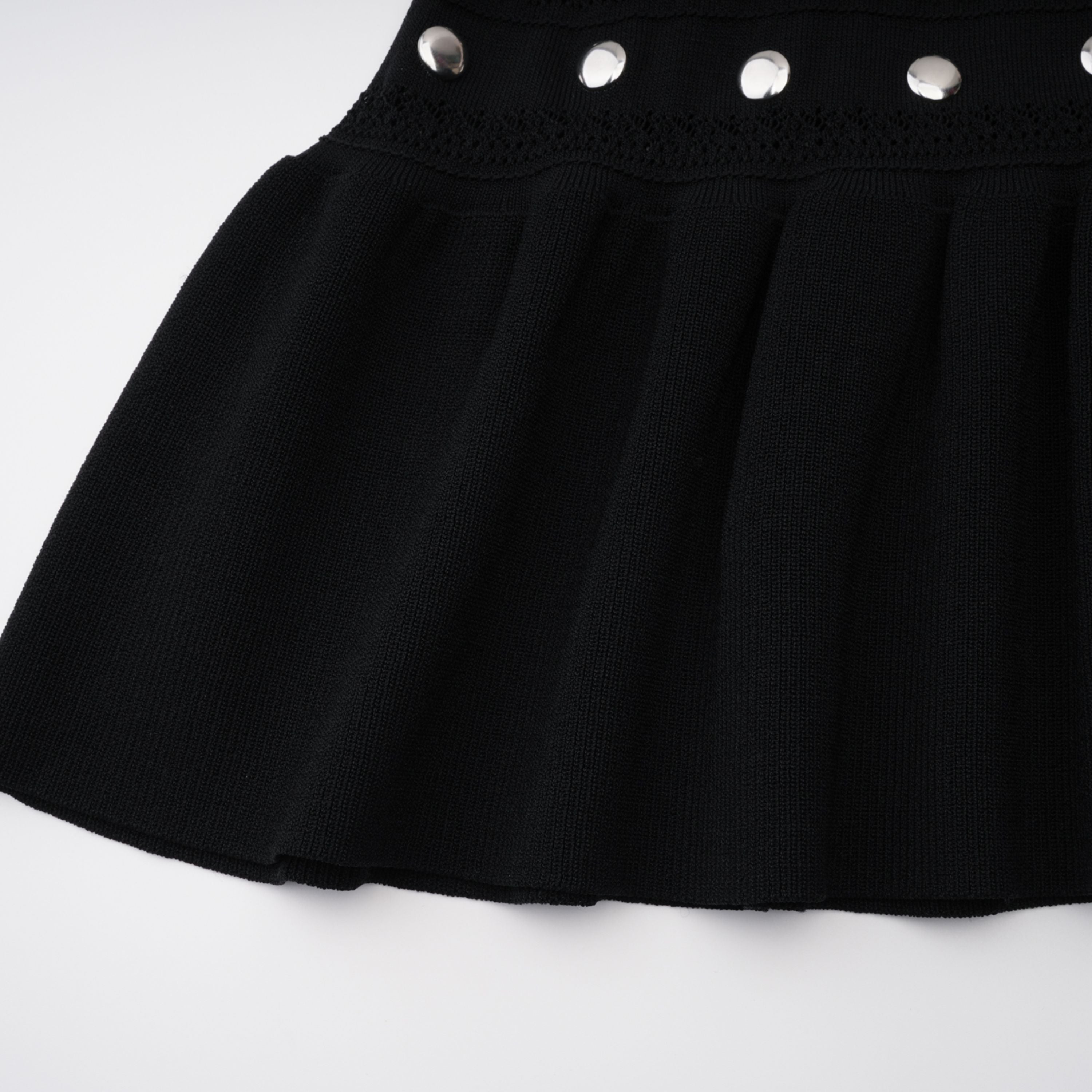 Chloé Black Long Sleeve Studded Crochet Knit Midi dress (Final Sale)
