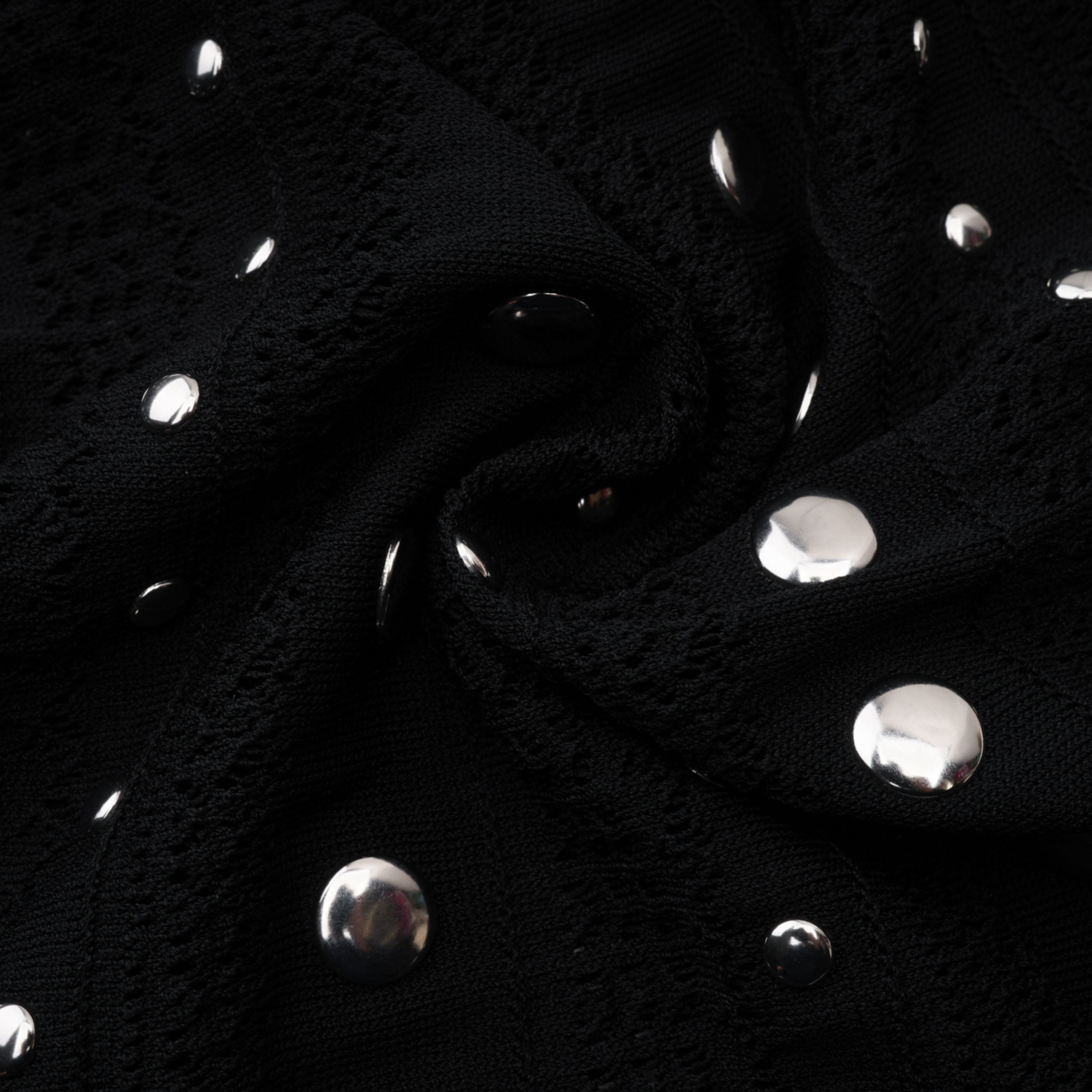 Chloé Black Long Sleeve Studded Crochet Knit Midi dress (Final Sale)