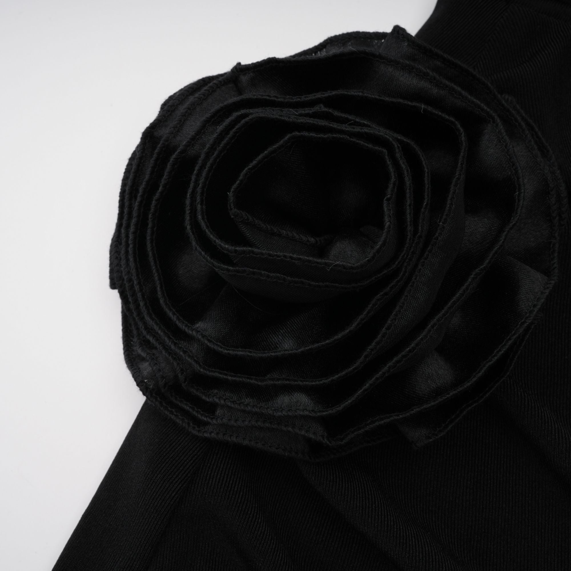 Axelle black floral-appliqué hooded maxi dress