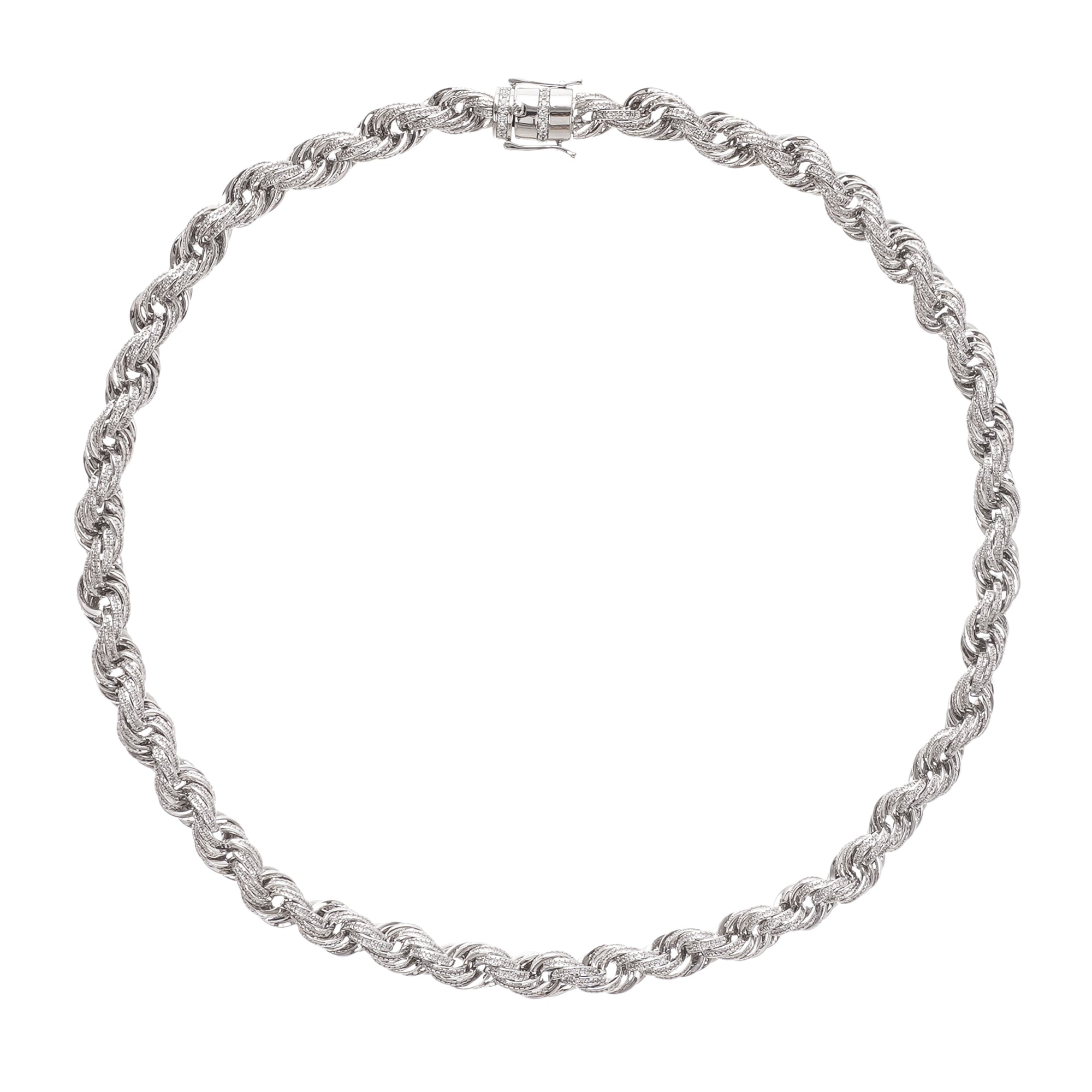 Aventin Silver Tone Cable Link Crystal Embellished Necklace