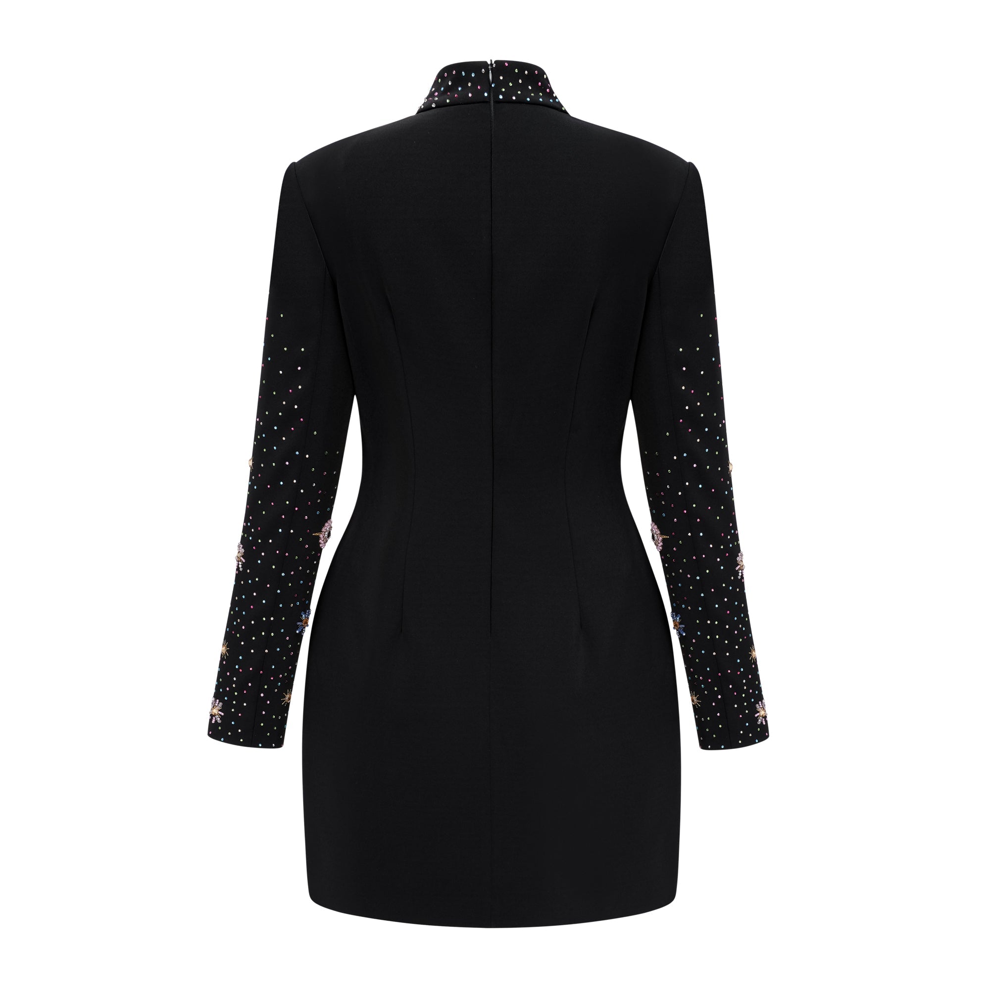 Rosaria Black Embellished Constellation Mini Dress