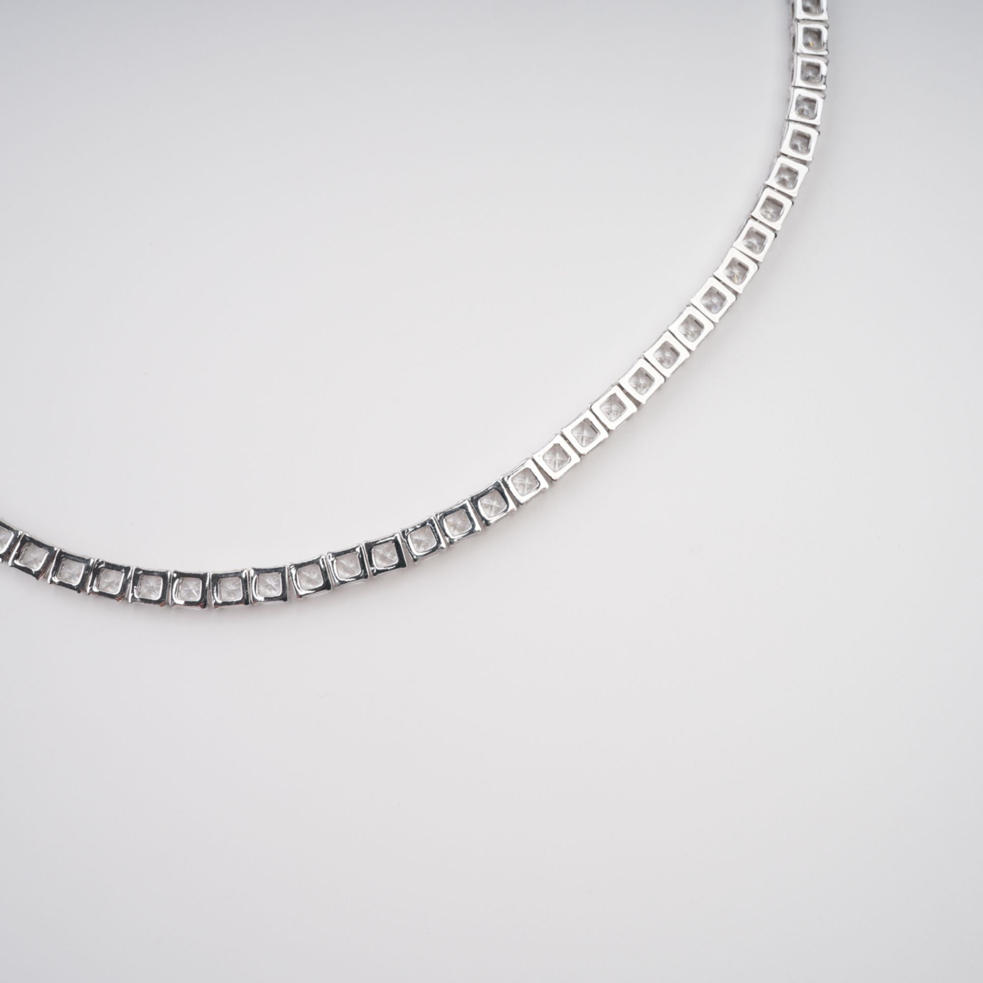 Avril Silver Tone Square Cut Crystal Embellished Necklace