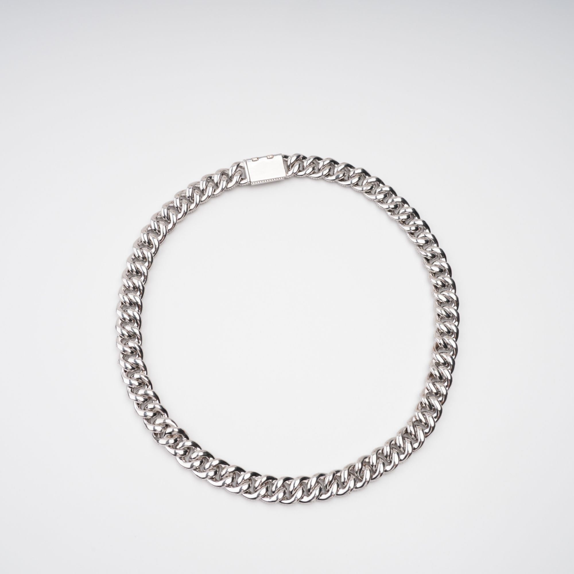 Frida Silver Tone Cuban Link Crystal Embellished Necklace