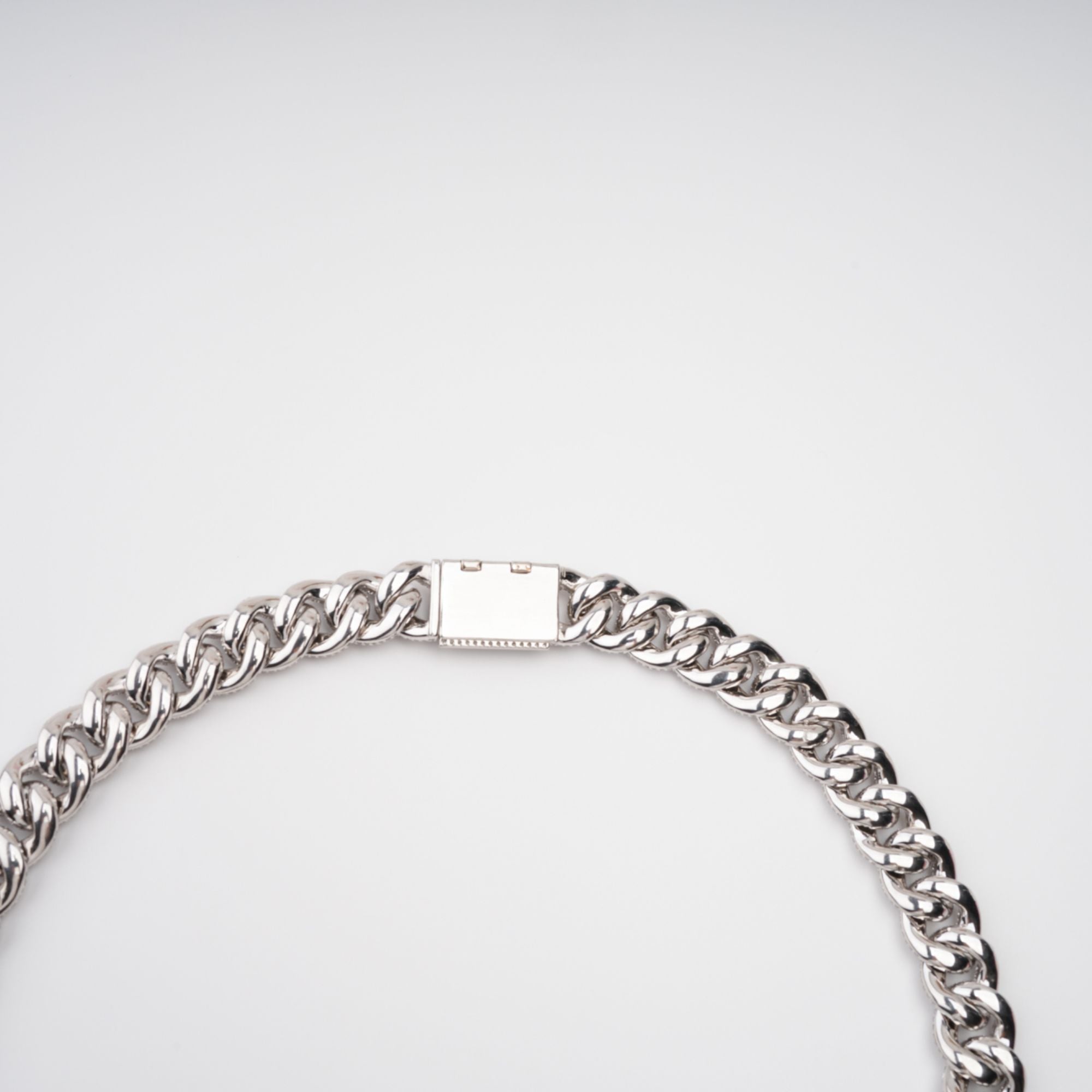 Frida Silver Tone Cuban Link Crystal Embellished Necklace