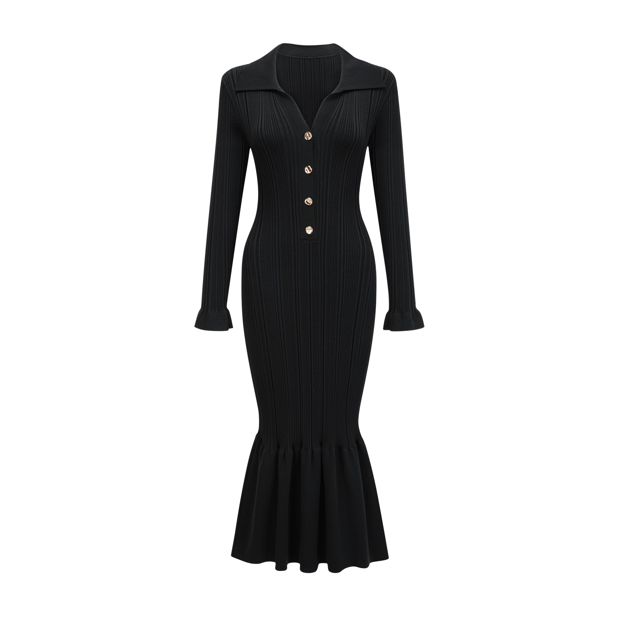 Priscille black ruffled midi dress (Final Sale-US Only)