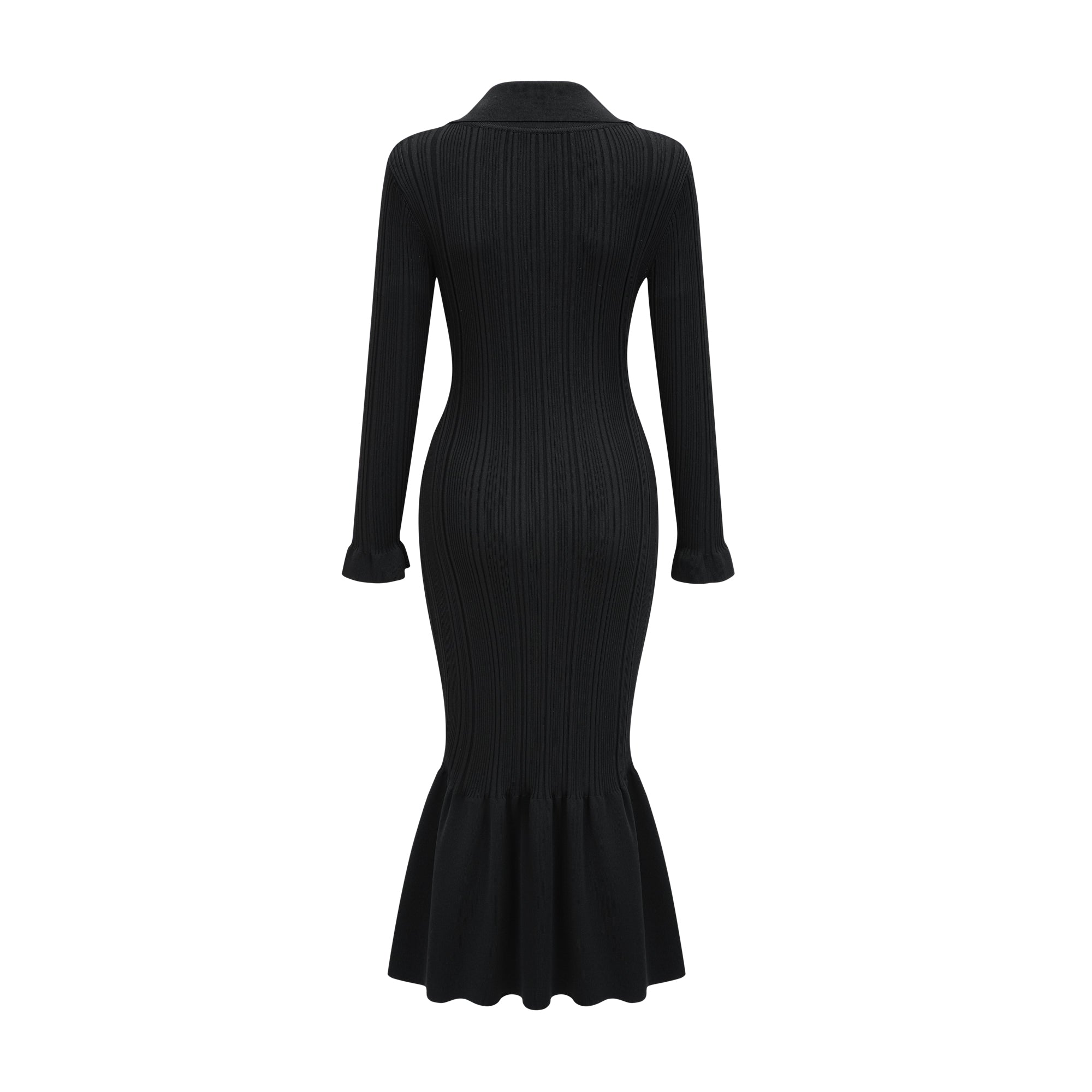 Priscille black ruffled midi dress (US Only)