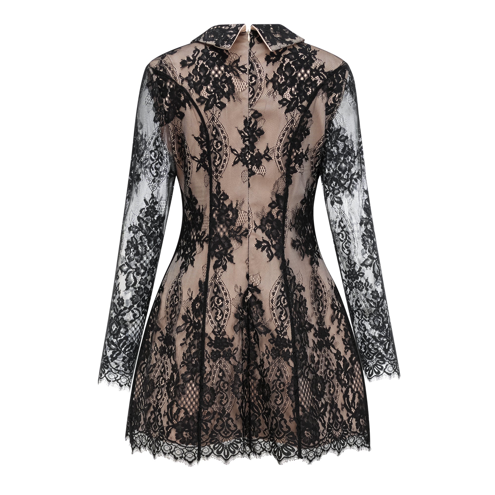 Aleksandra Black Floral Lace Mini Dress (Final Sale-US Only)