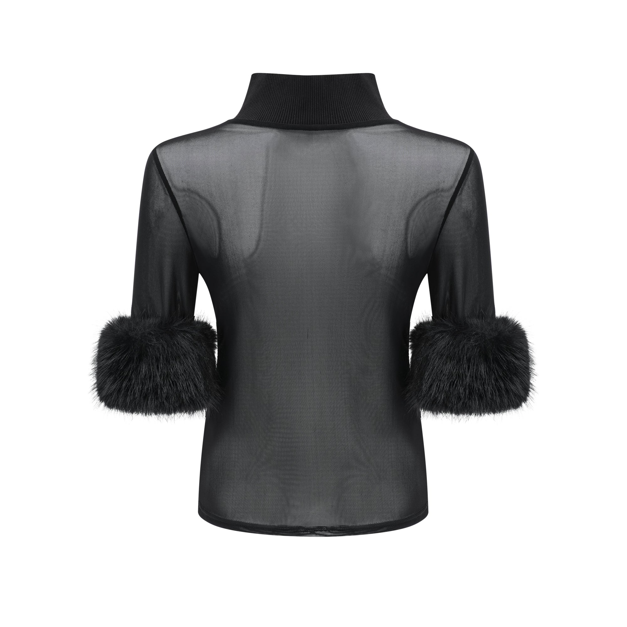 Ségolène black faux-fur tulle top (US Only)