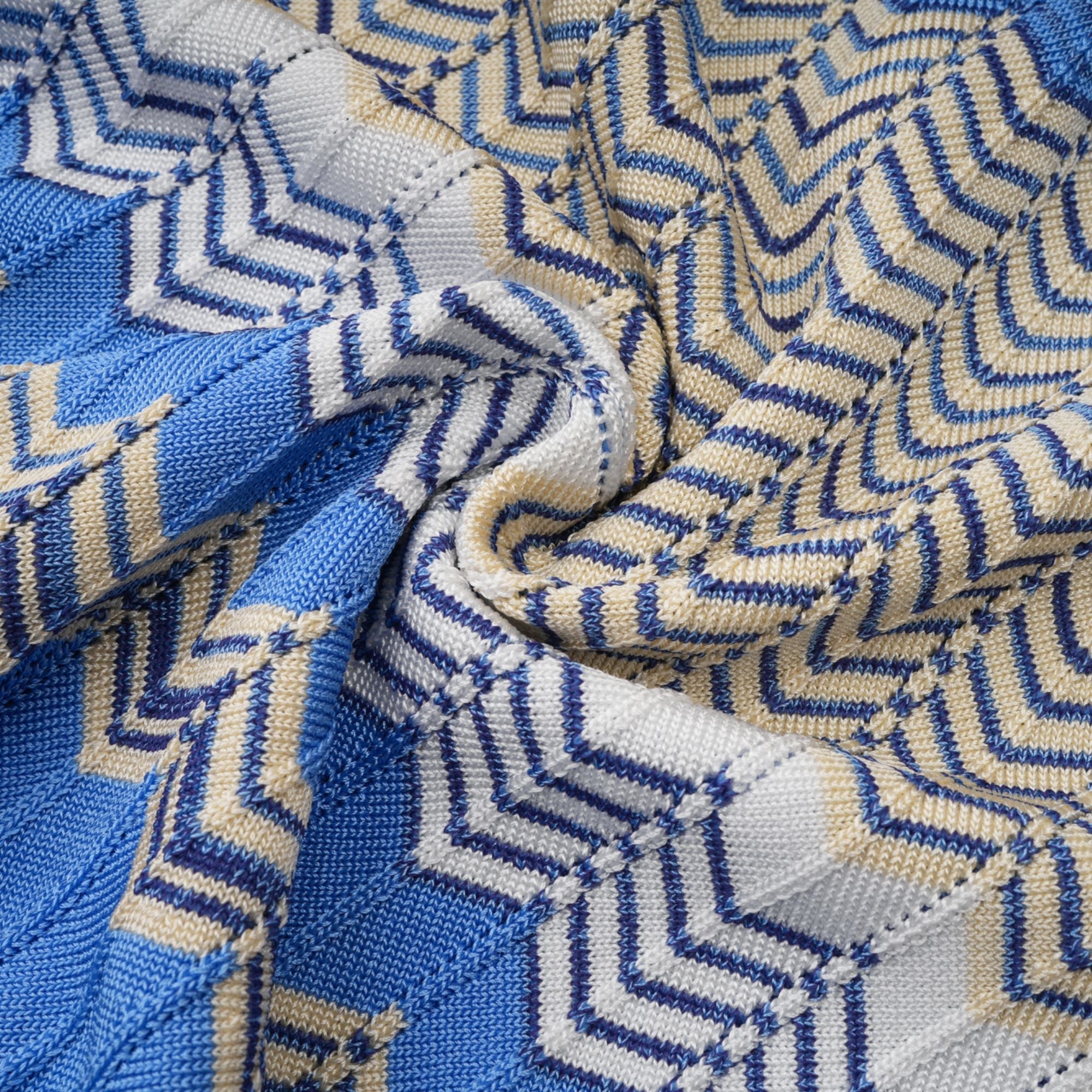 Daniela blue zigzag-design knit top & skirt matching set (Final Sale-US Only)