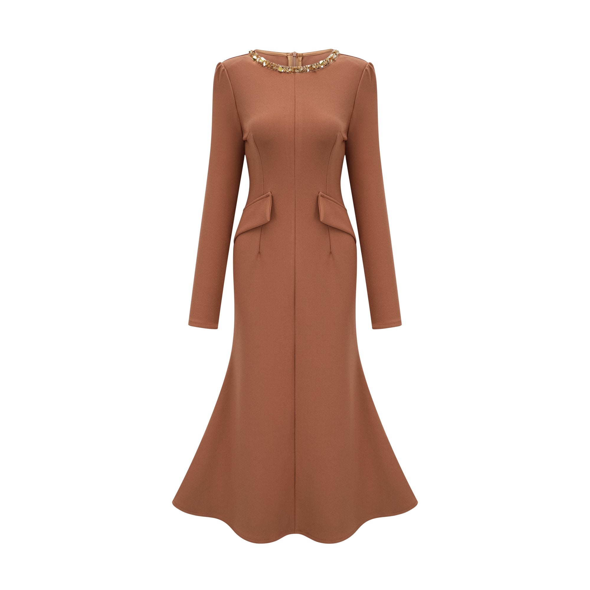 Doriane khaki sequin-embellished midi dress