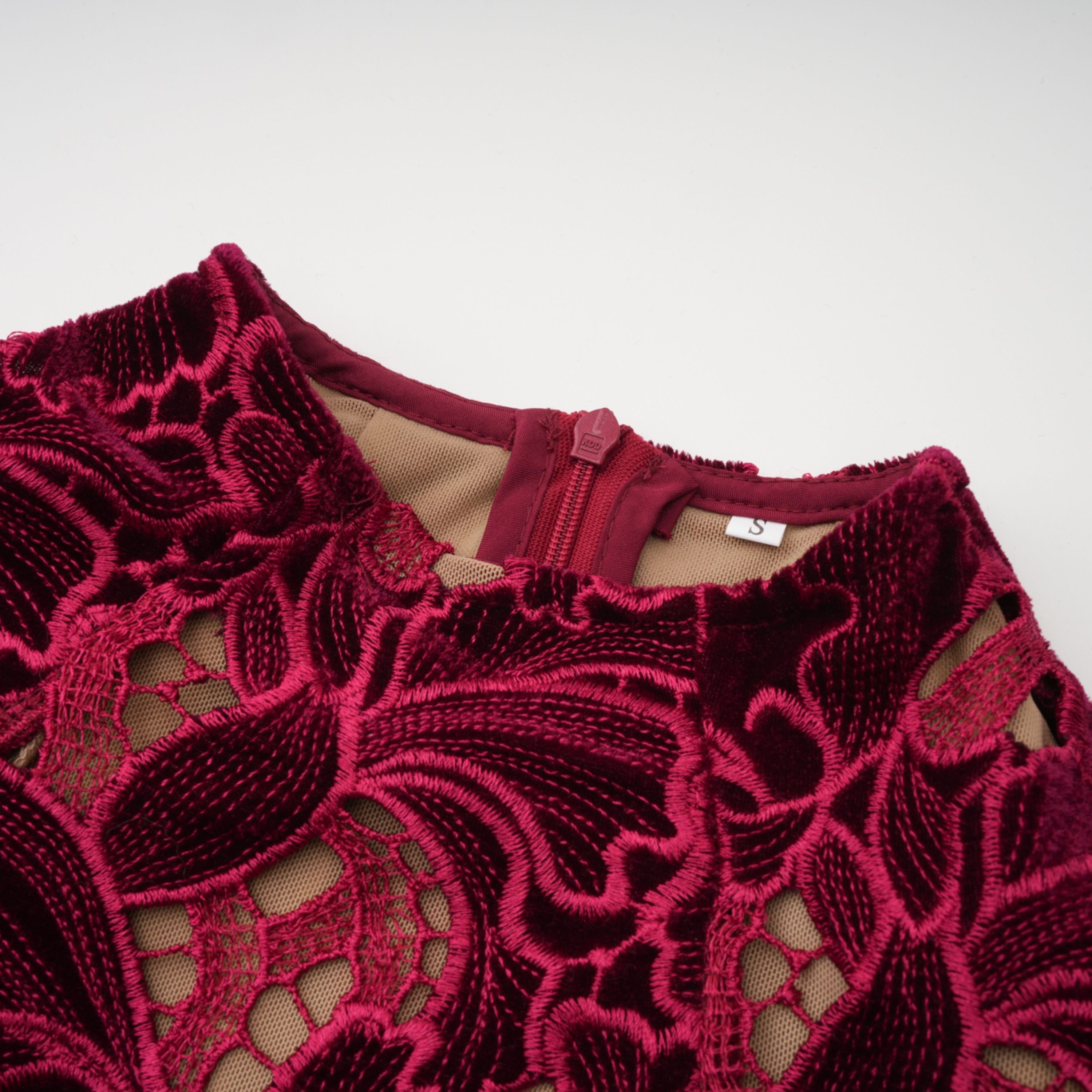 Hafdis Red Floral Embroidered Midi Dress (Final Sale-US Only)