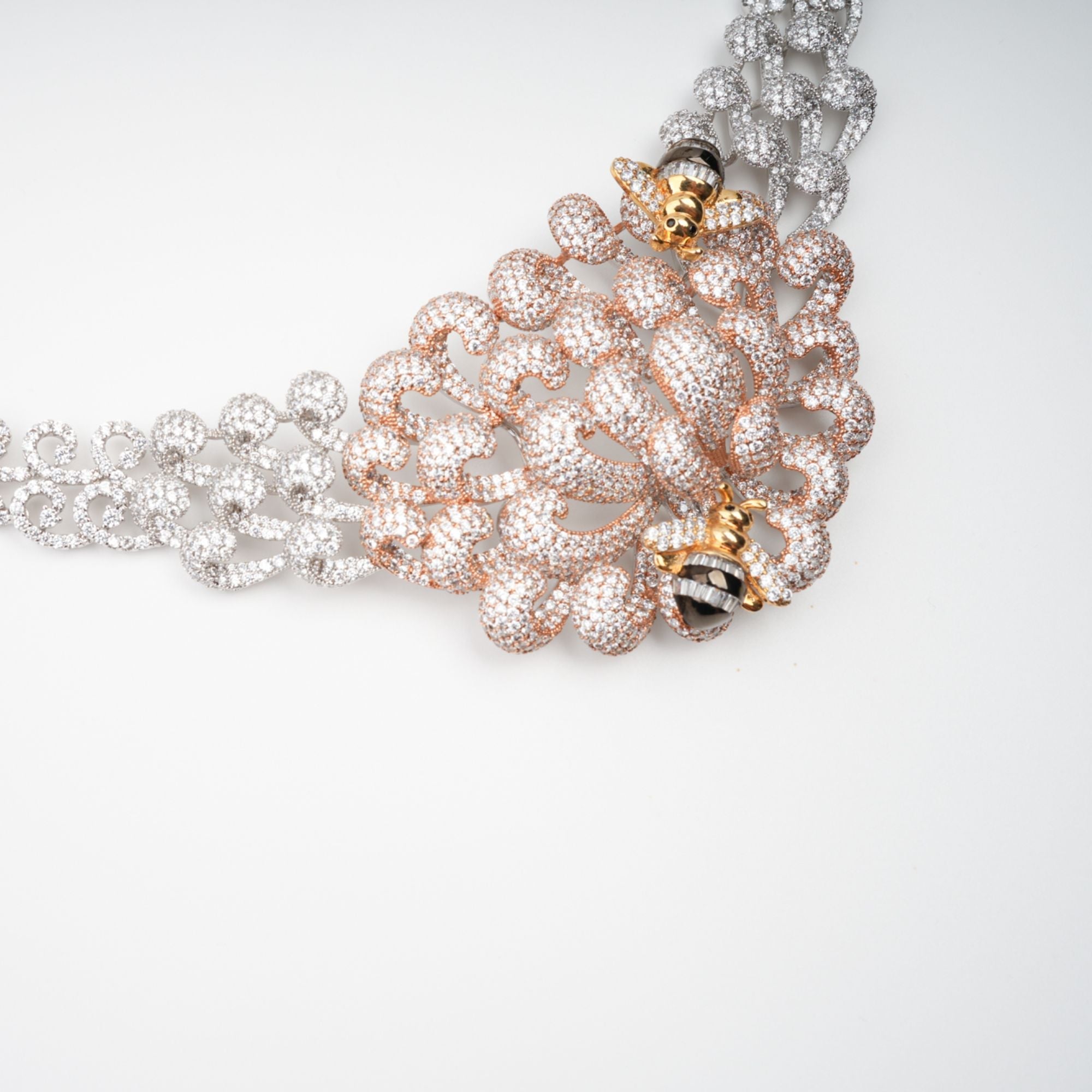 Anthemon Silver Tone Crystal Embellished Necklace