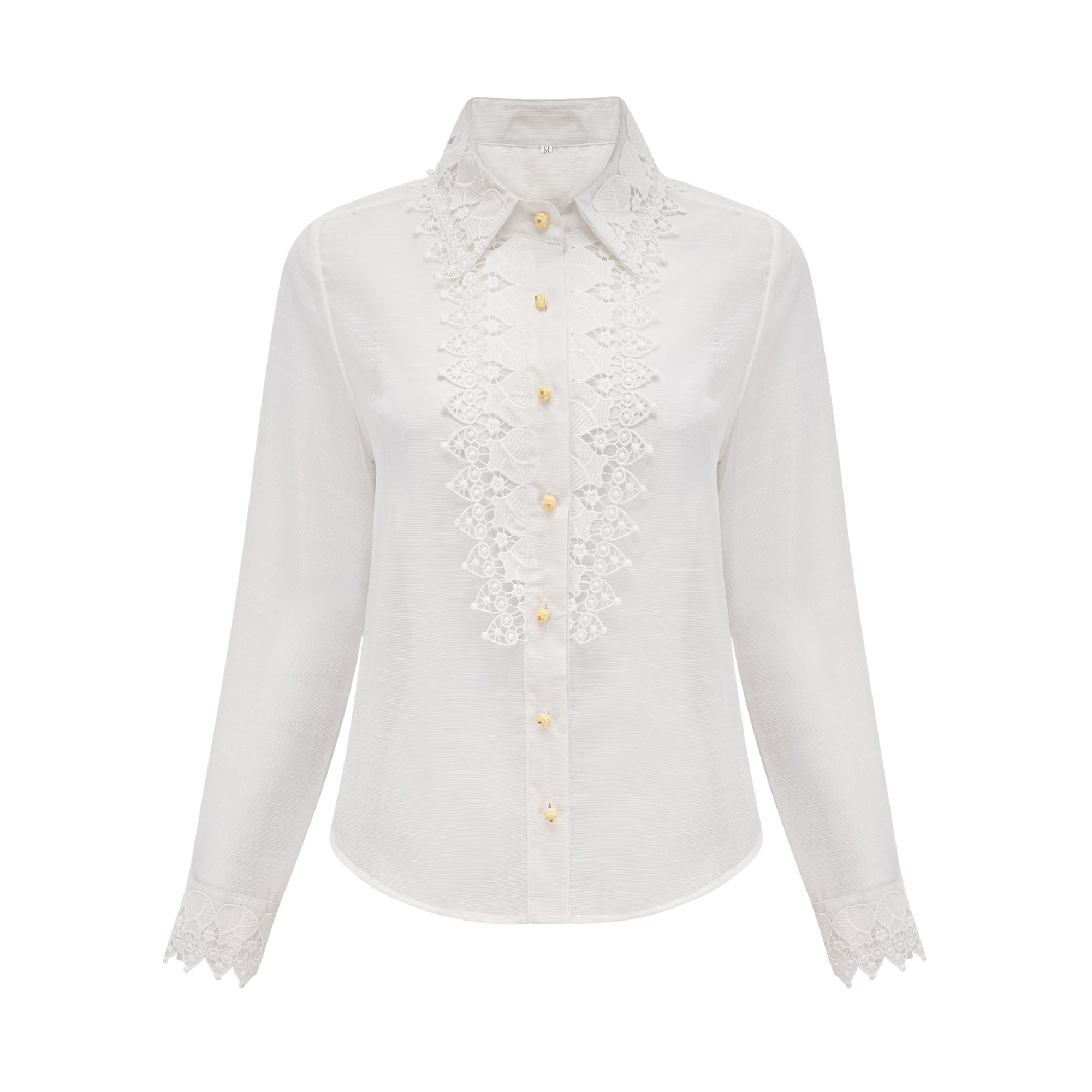 Renée white semi-sheer shirt & skirt matching set (US Only)