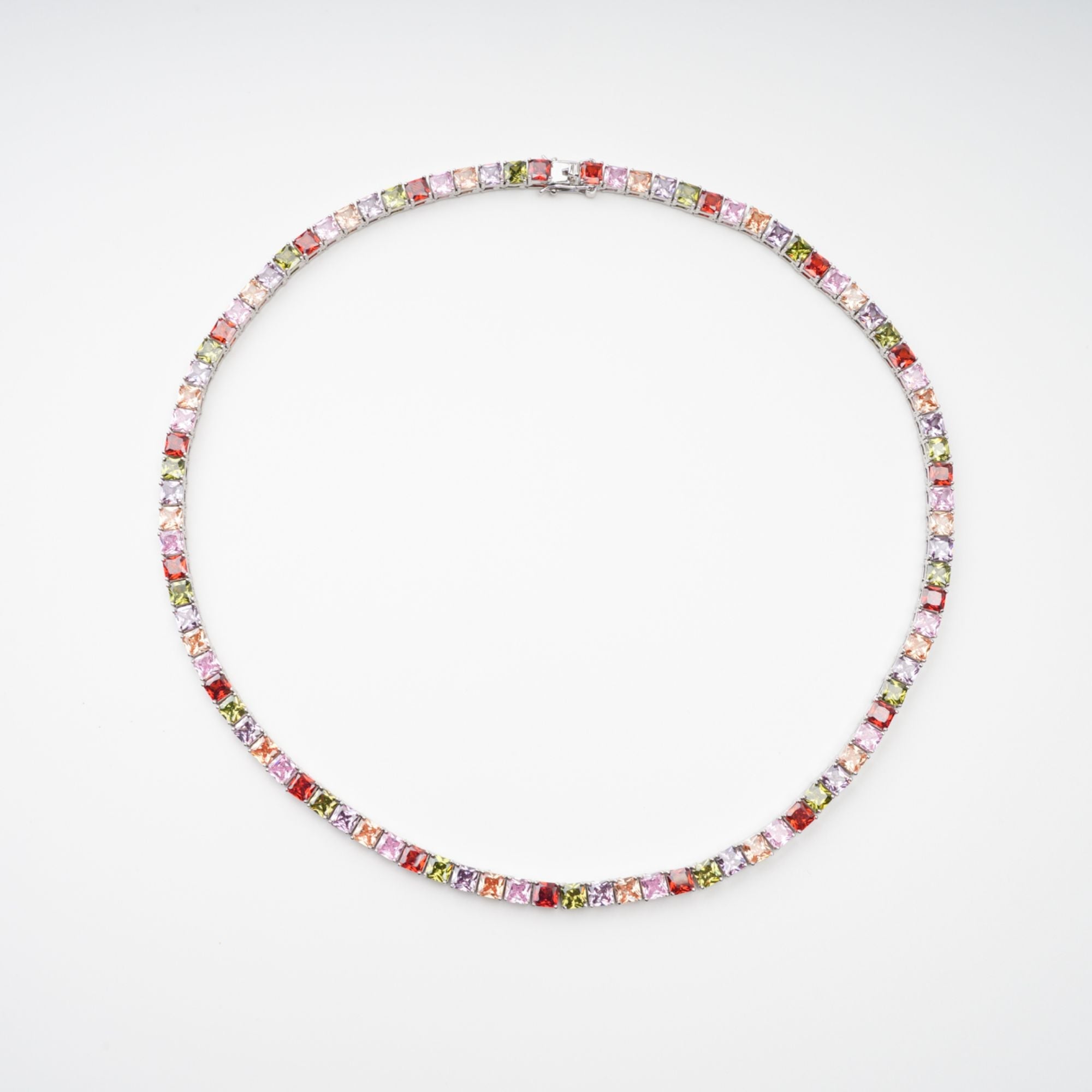 Avril Multicolor Square Cut Crystal Embellished Necklace