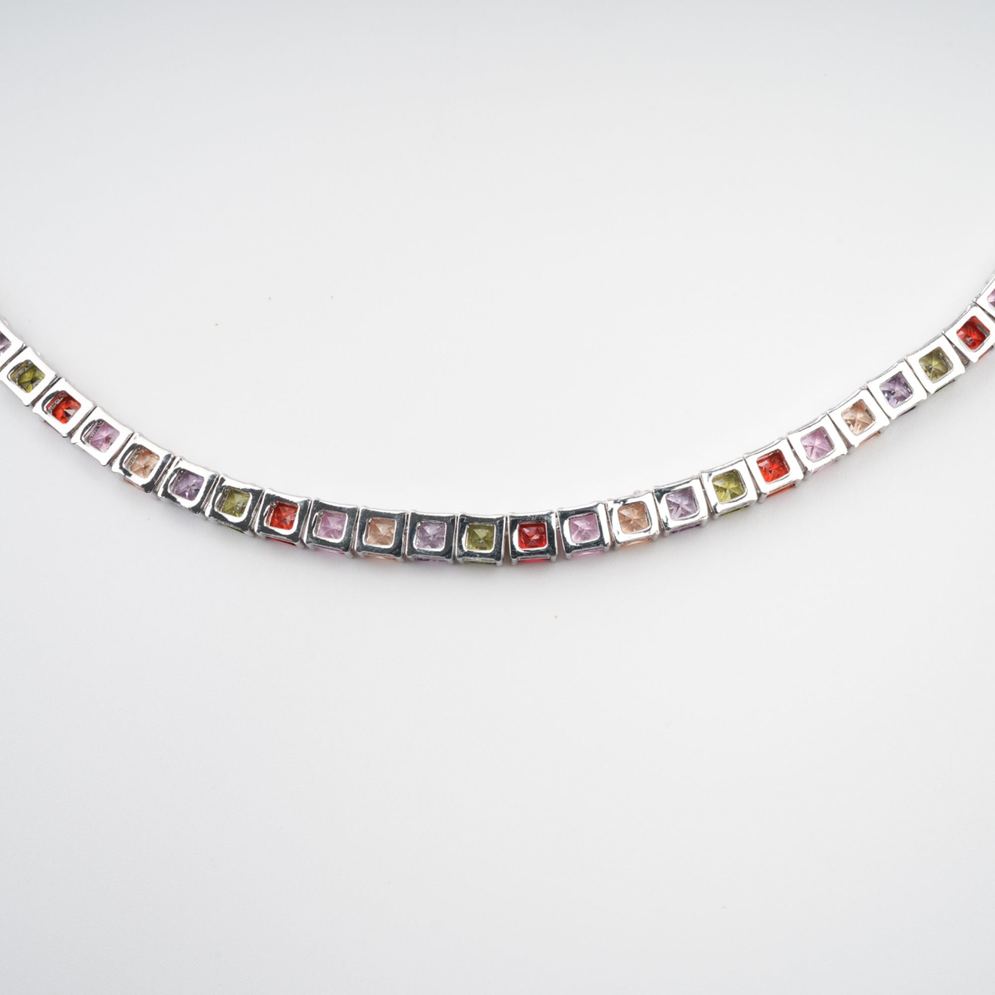 Avril Multicolor Square Cut Crystal Embellished Necklace
