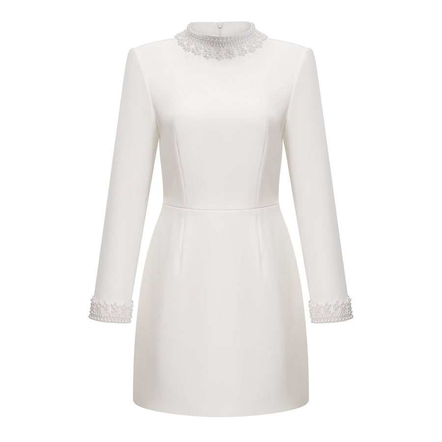 Bernadette White Faux Pearl Mini Dress