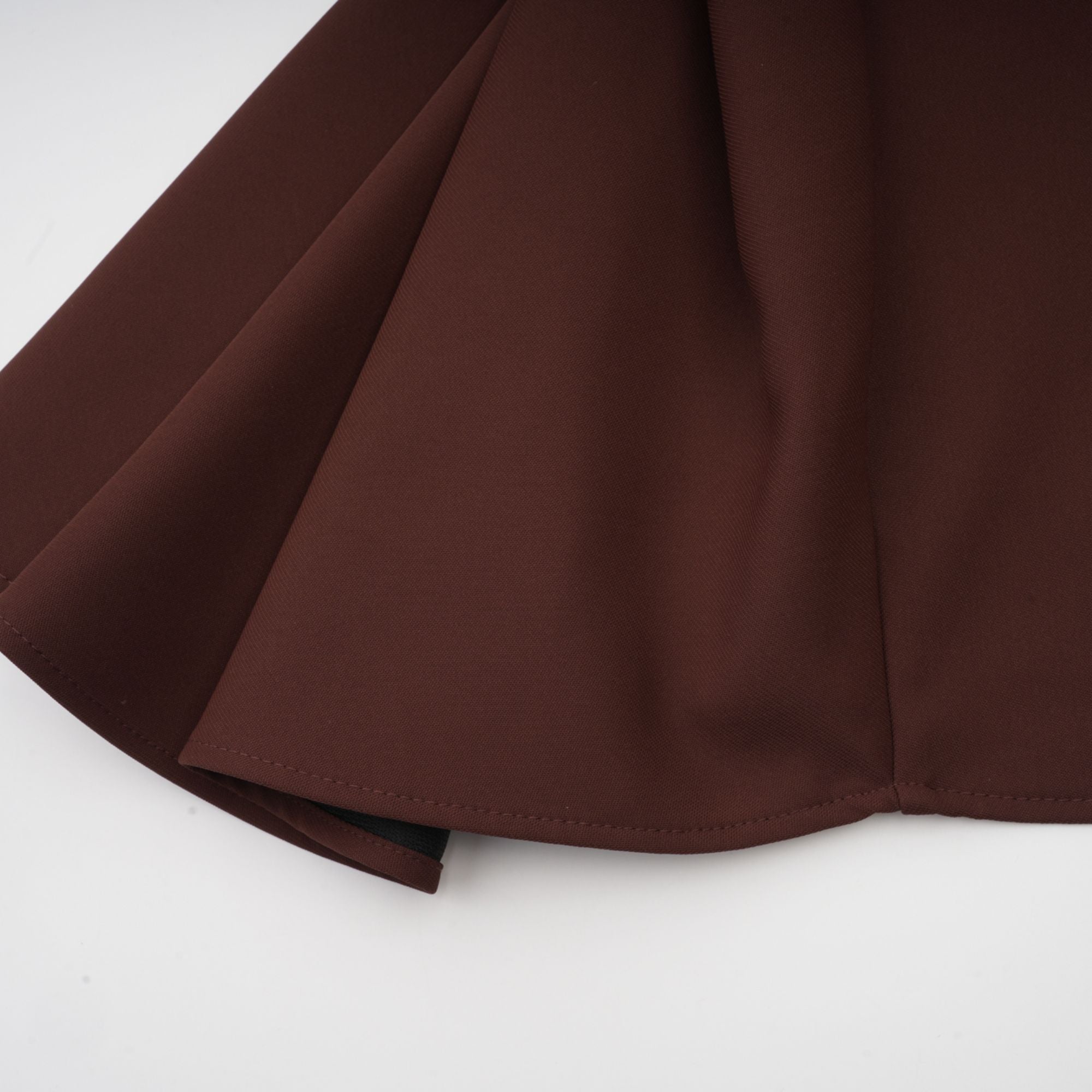 Dora brown asymmetric-neck puff mini dress