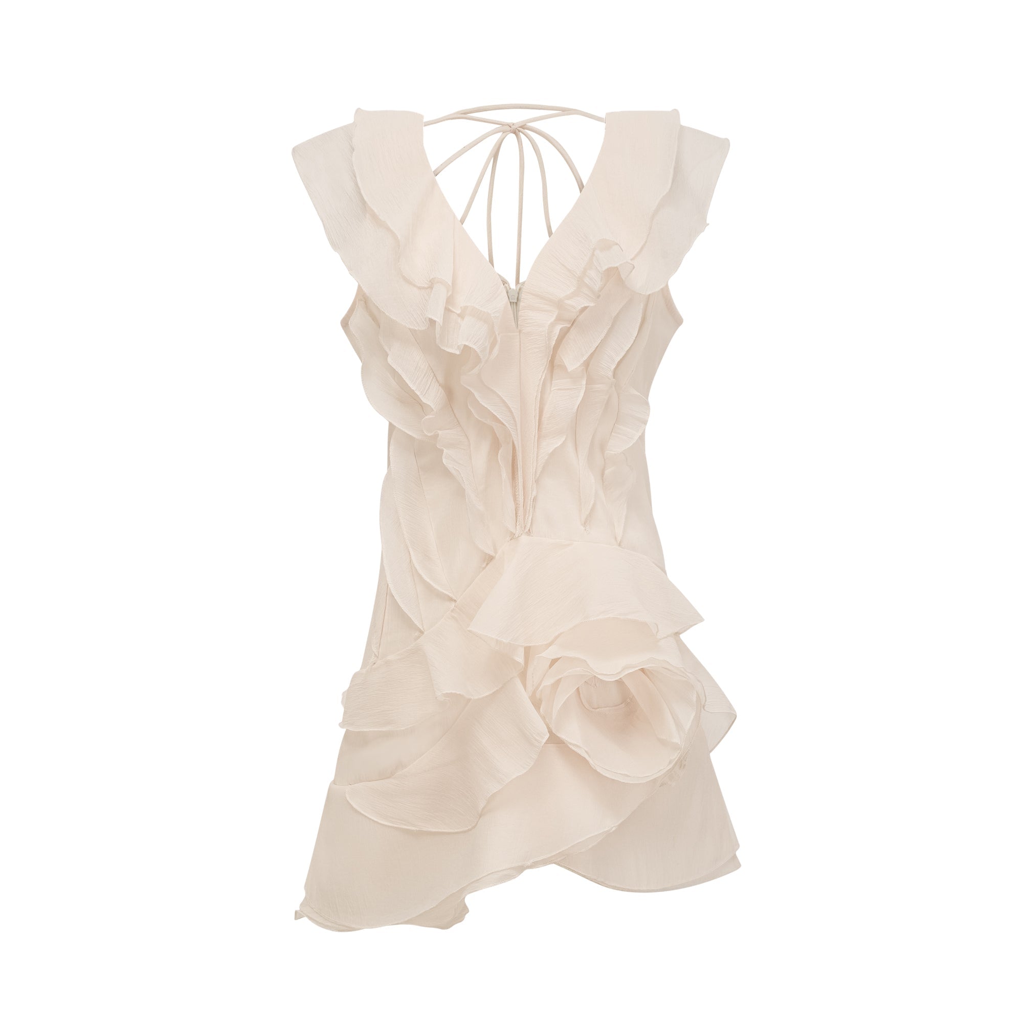 Hélène faux-flower layered ruffled mini dress (Final Sale-US Only)