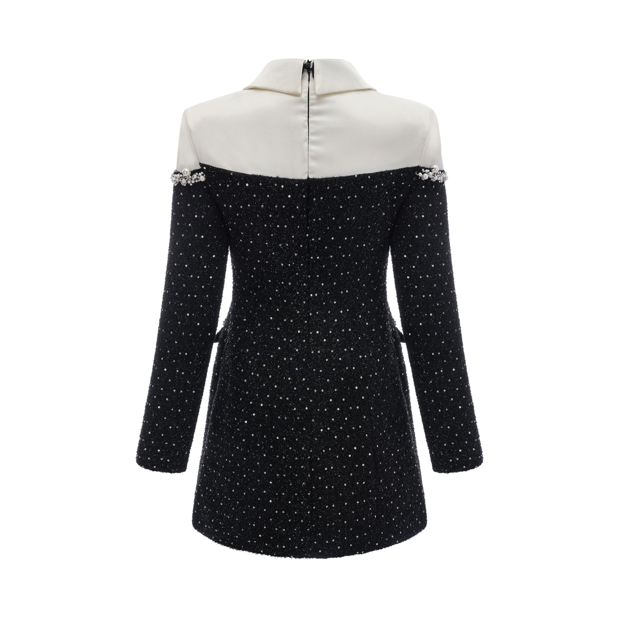 Éléonore faux-pearl tweed mini dress - Black