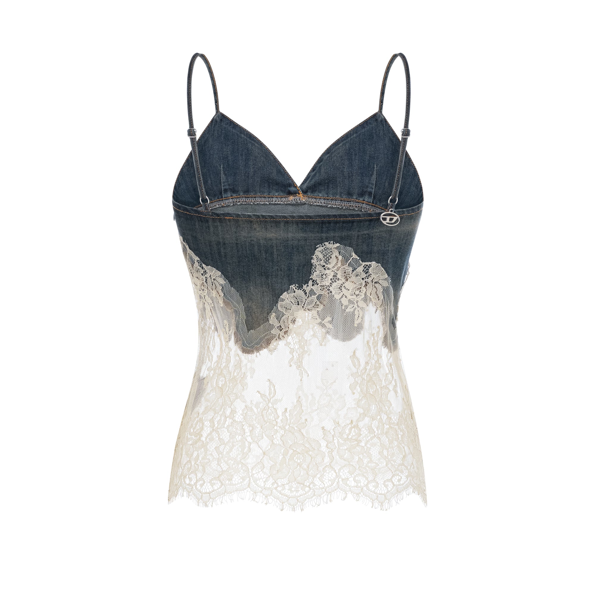 Sylvie lace-detail denim top & shorts matching set (Final Sale-US Only)