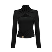 Odette black ruched stretch-jersey top (Final Sale)