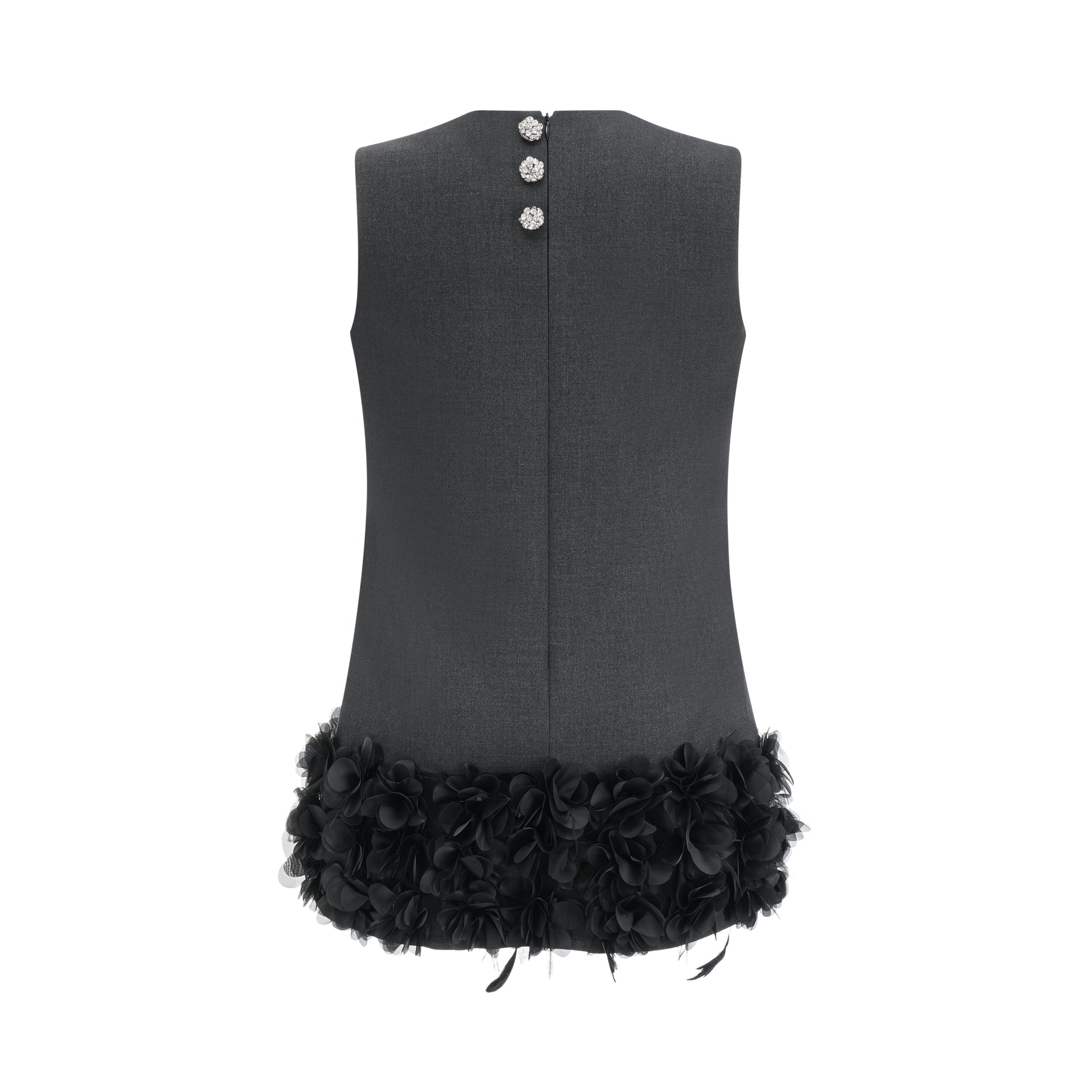 Marianne petal-trim wool mini dress - Black