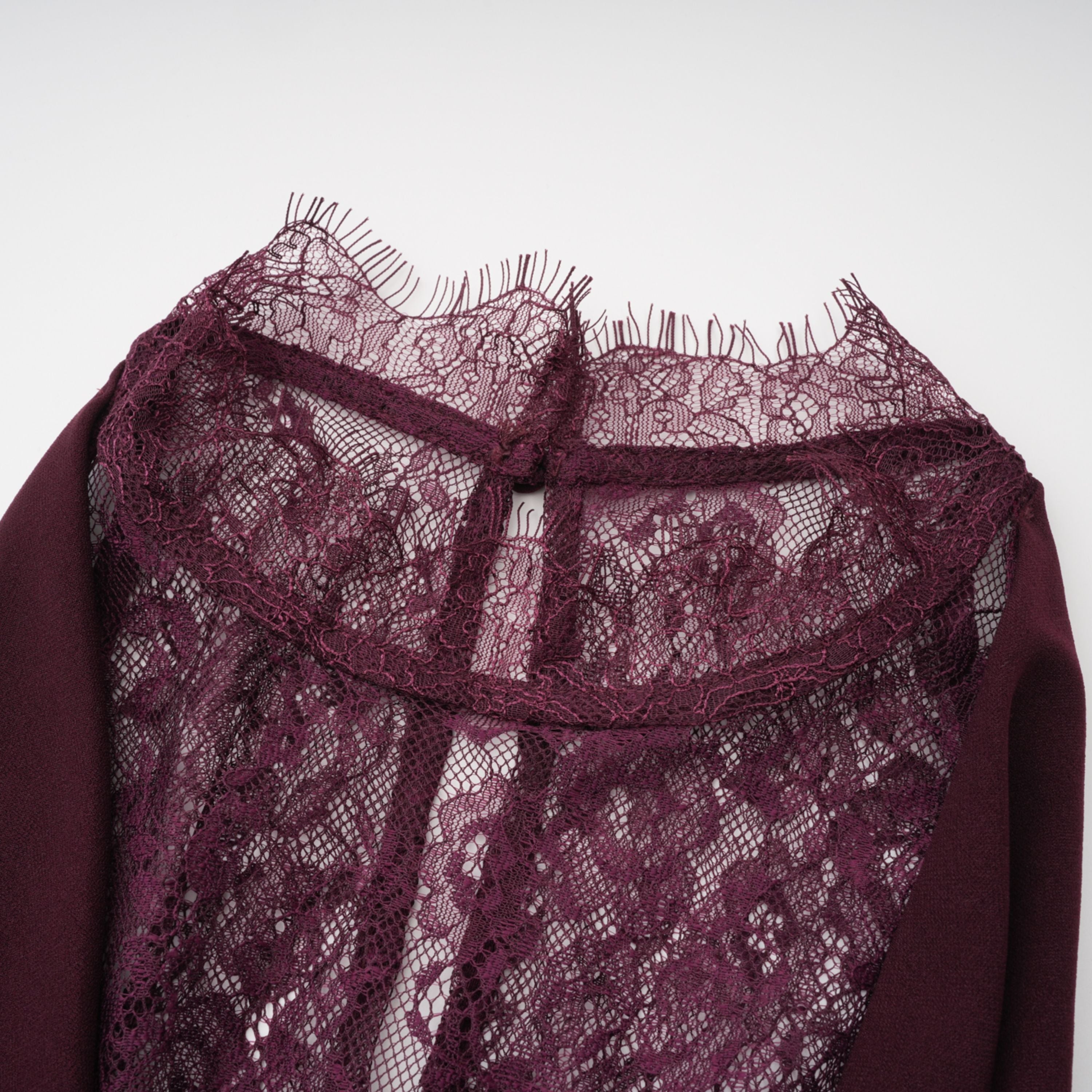 Gioconda Burgundy Halterneck Lace Panel Maxi Dress (Final Sale-US Only)