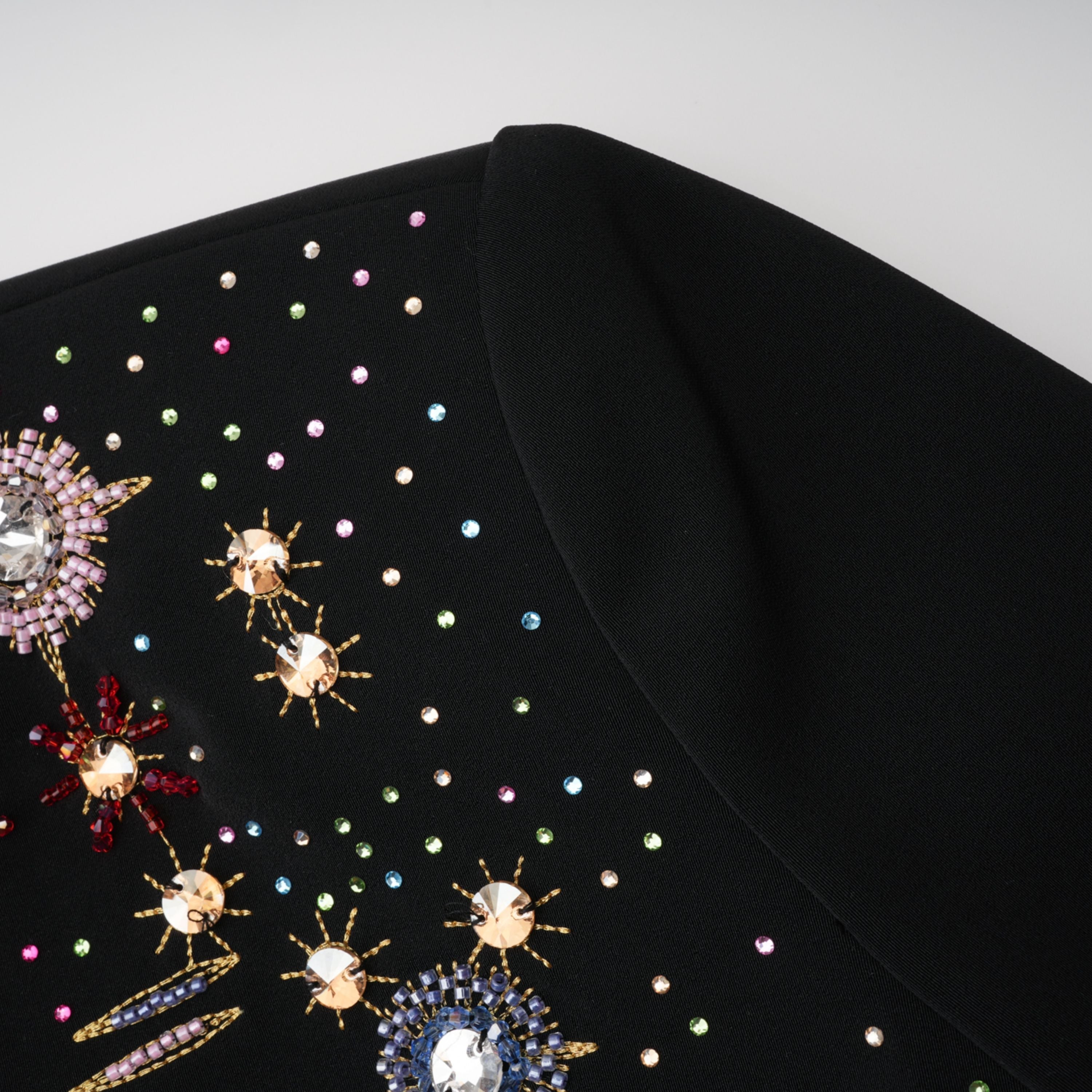 Rosaria Black Embellished Constellation Mini Dress