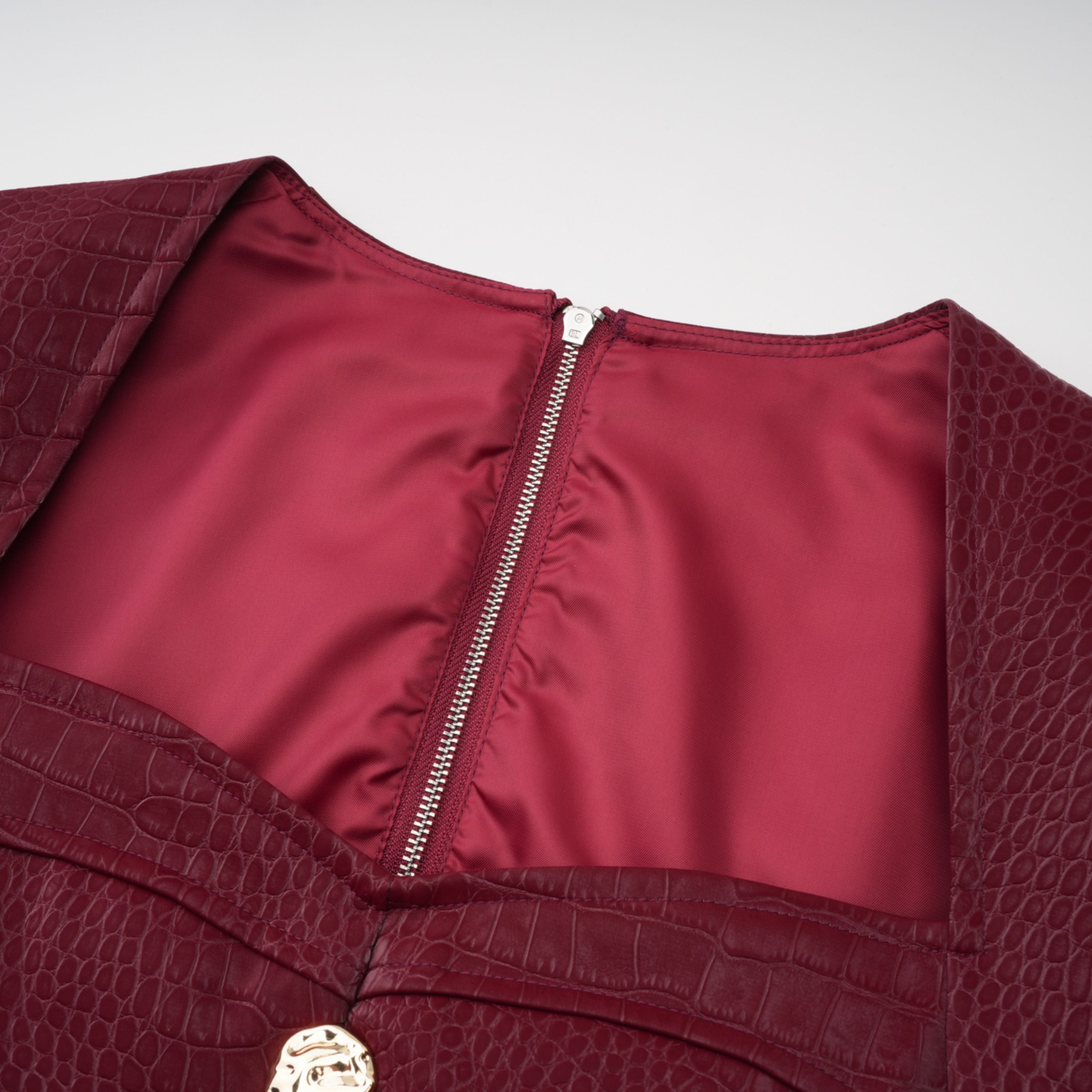 Frankie Red Leather Mini Dress with Decorative Buttons (Final Sale-US Only)