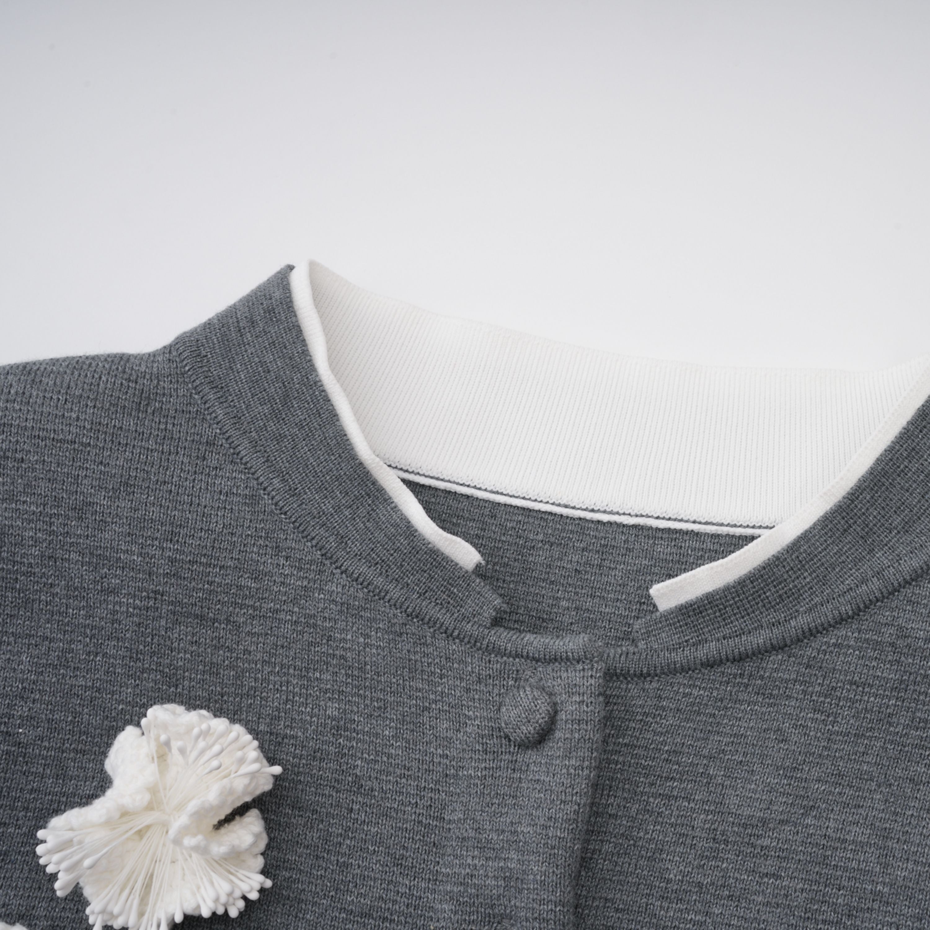 Lisette Grey 3D Petal Knit Cardigan (Final Sale-US Only)