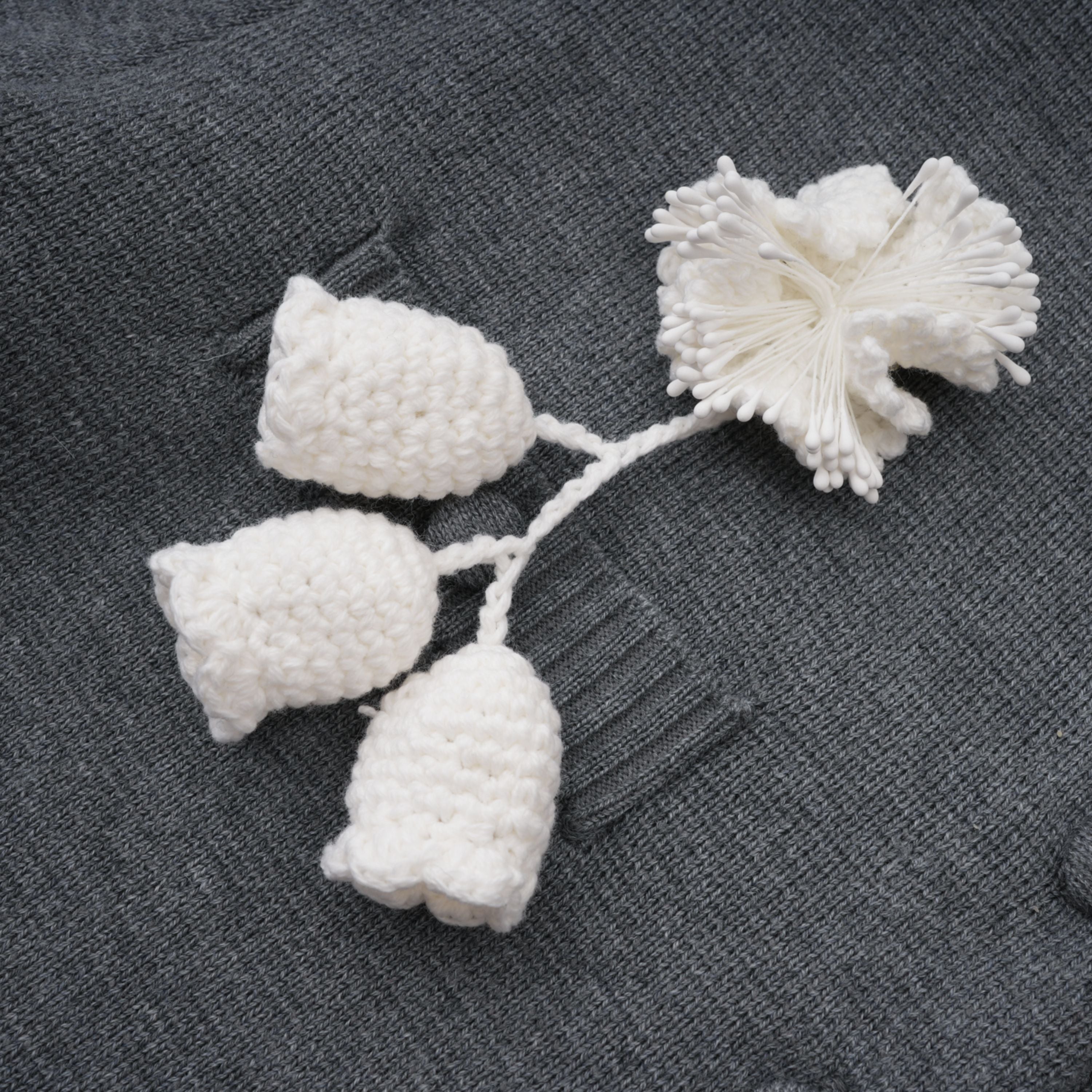 Lisette Grey 3D Petal Knit Cardigan (Final Sale)