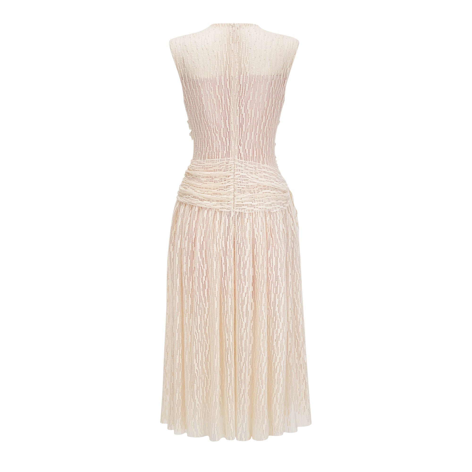 Cynthia Neutrals 3D Petal Textured Midi Dress (Final Sale-US Only)