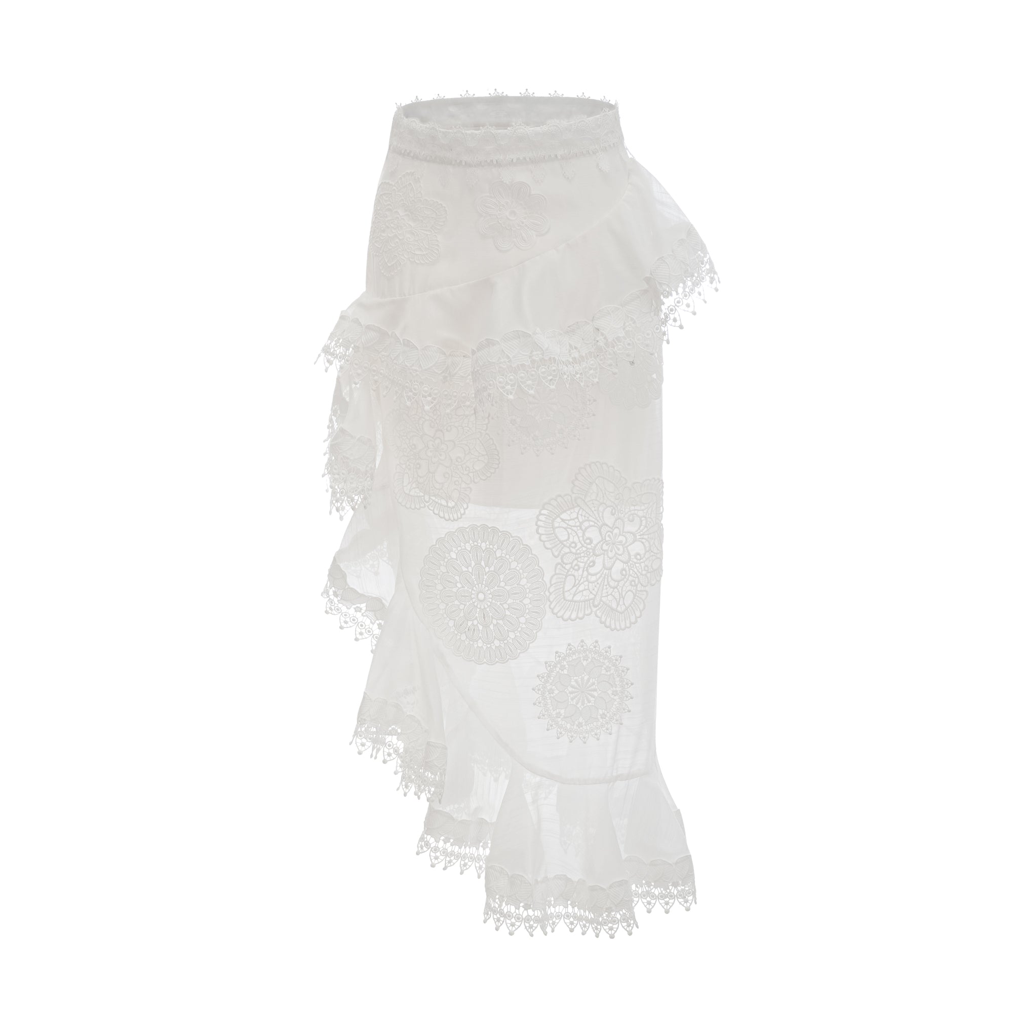 Renée white semi-sheer shirt & skirt matching set (US Only)