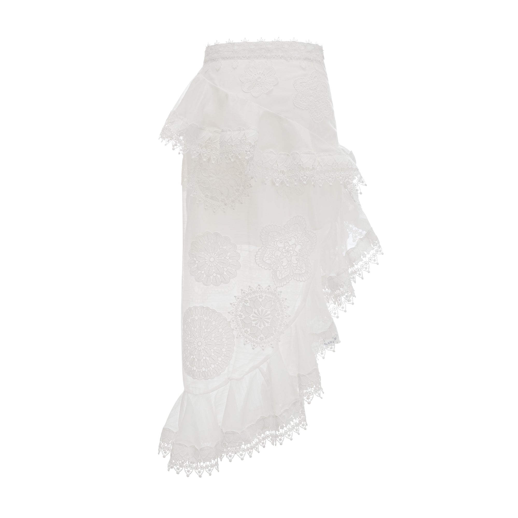 Renée white semi-sheer shirt & skirt matching set (US Only)