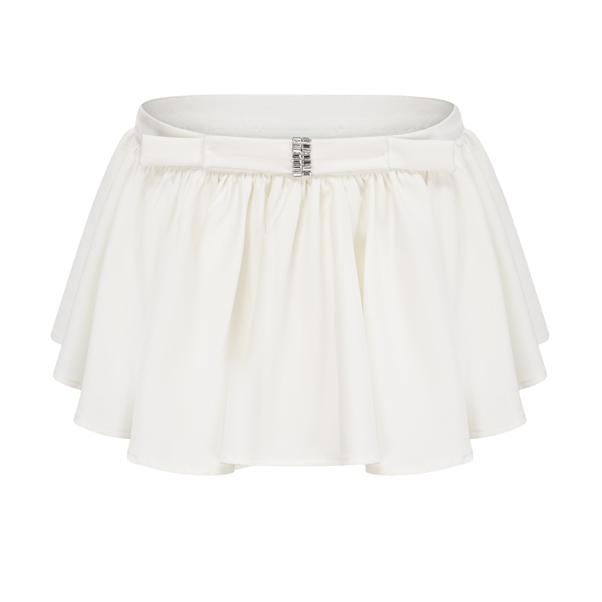 Andrea asymmetric tulle blouse & skirt matching set in White