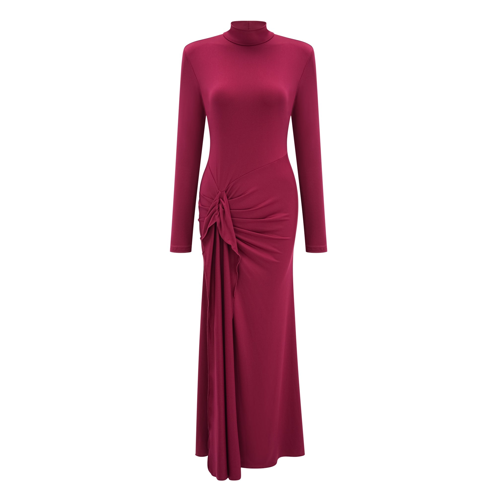 Neve Red High Neck Twist Knot Maxi Dress (Final Sale-US Only)