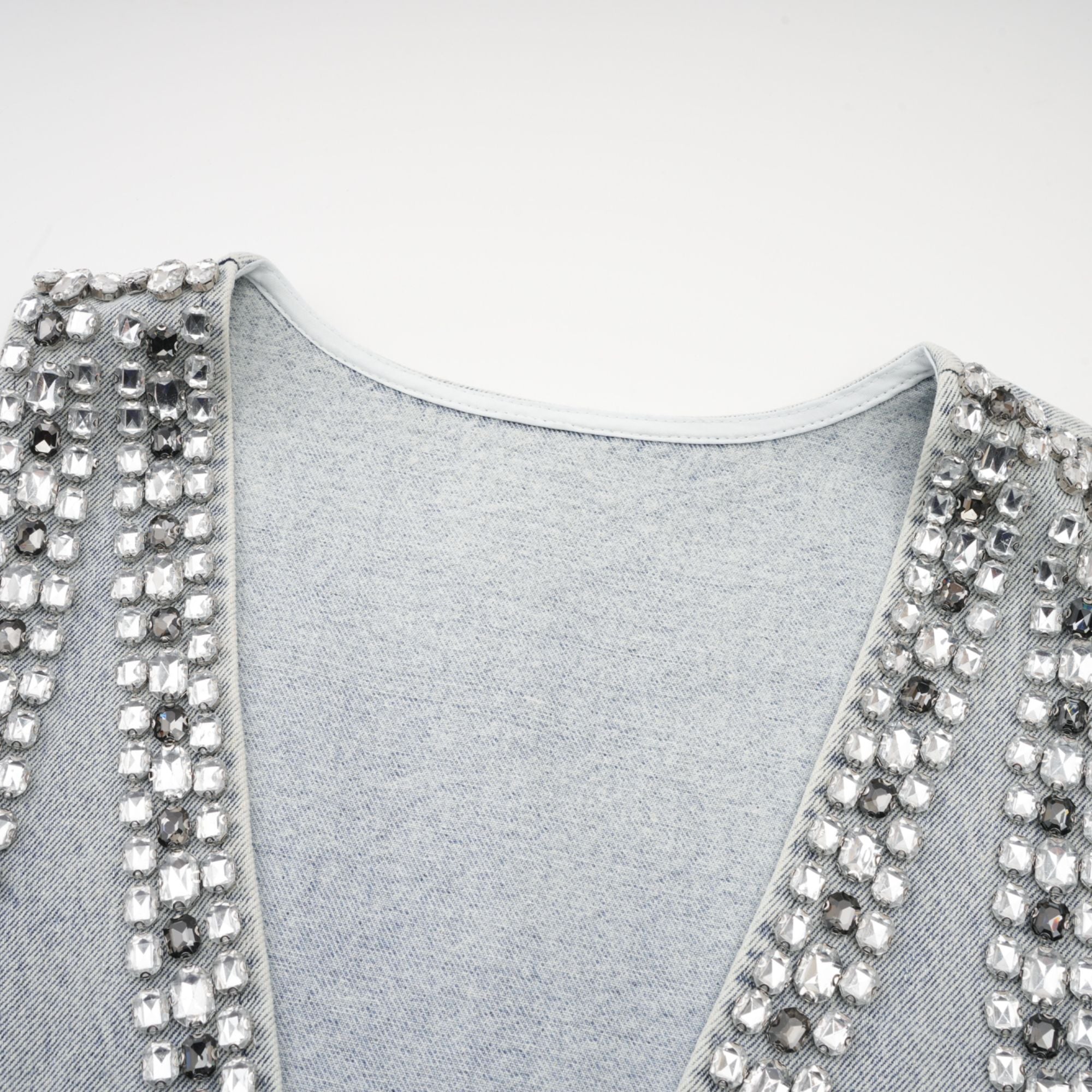 Daphné blue crystal sleeveless denim mini dress (Final Sale-US Only)