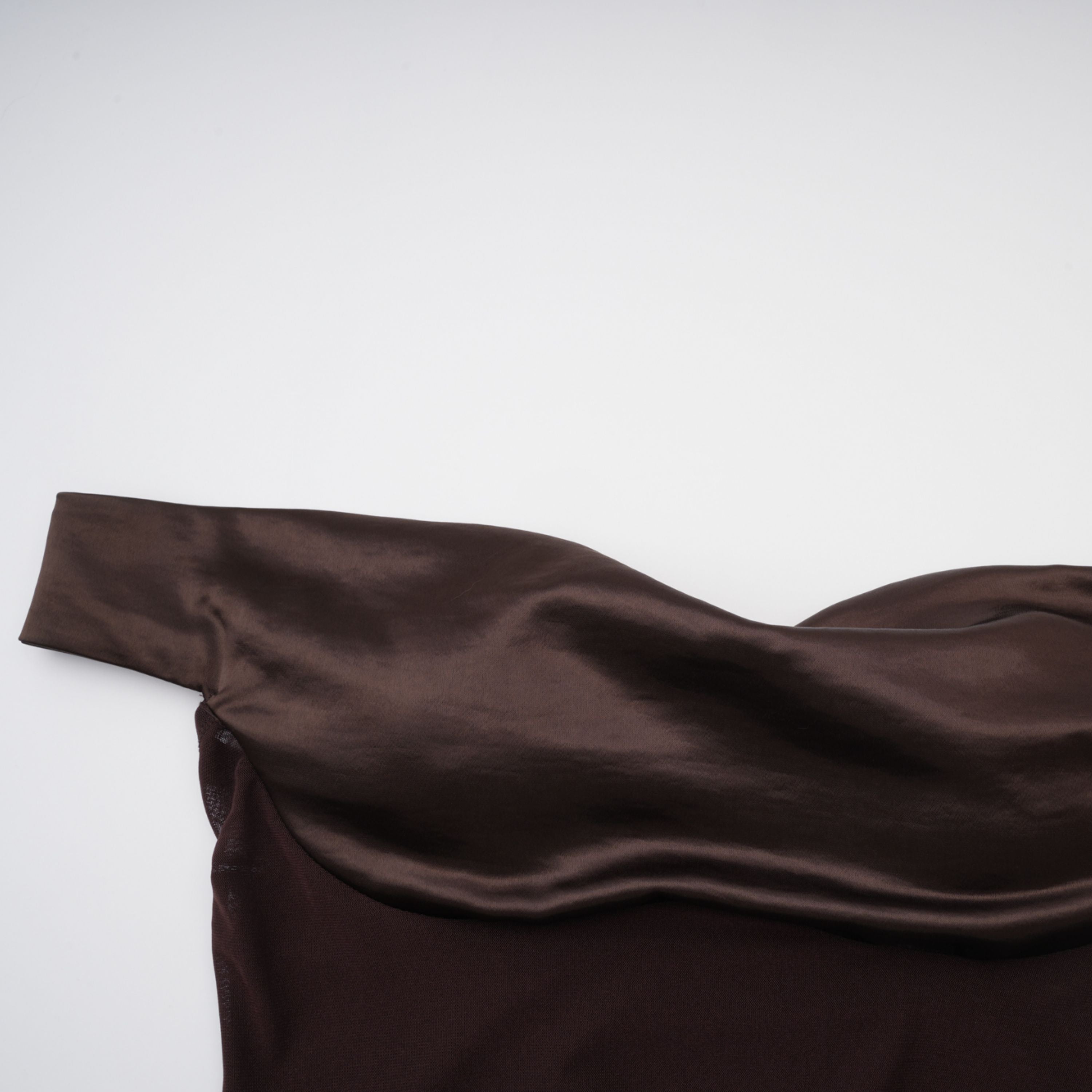 Gitta Brown Off Shoulder Satin Maxi Gown (Final Sale)