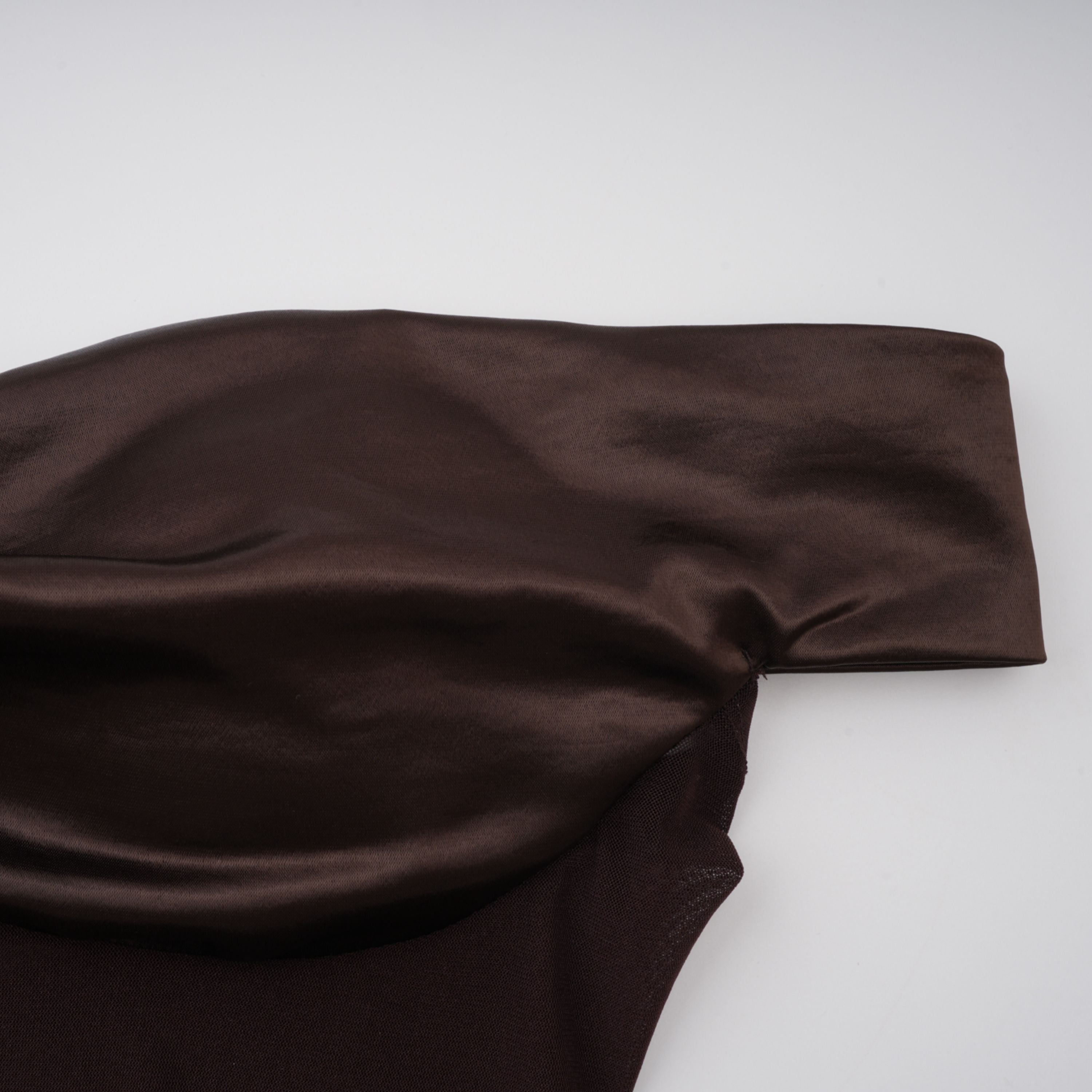 Gitta Brown Off Shoulder Satin Maxi Gown (Final Sale-US Only)
