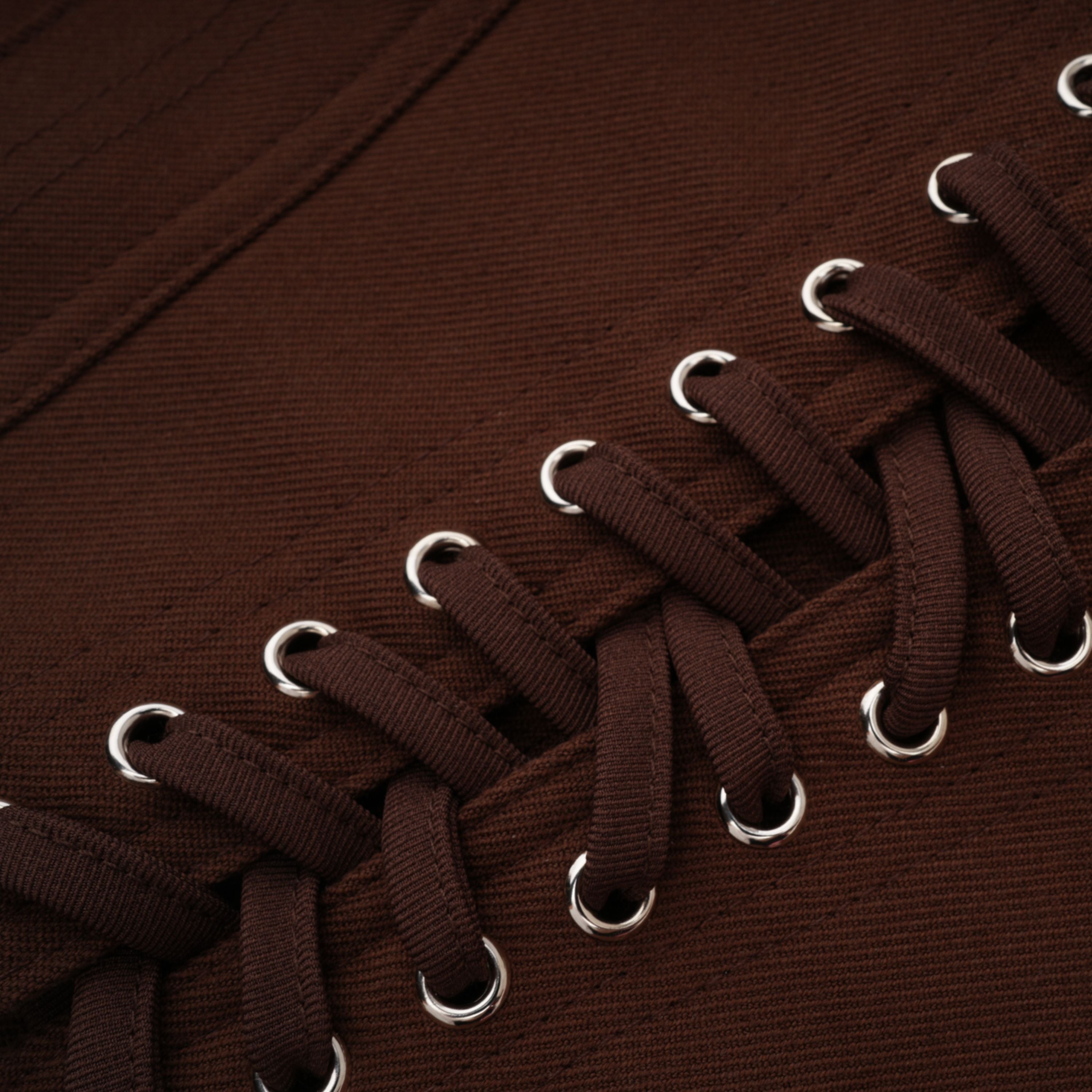 Indre Brown Lace Up Corset Crop Top