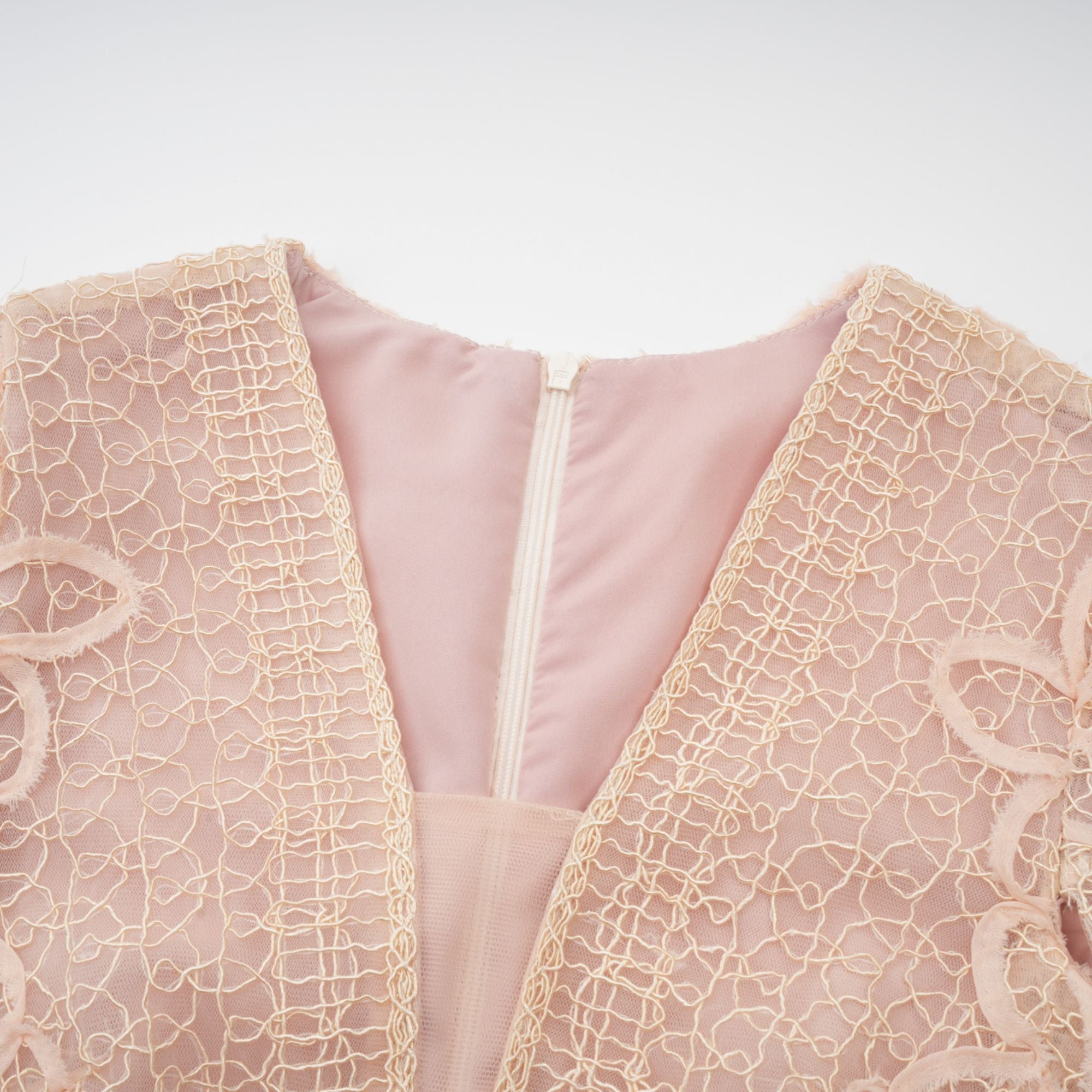 Bérengère neutrals faux-flower crochet midi dress