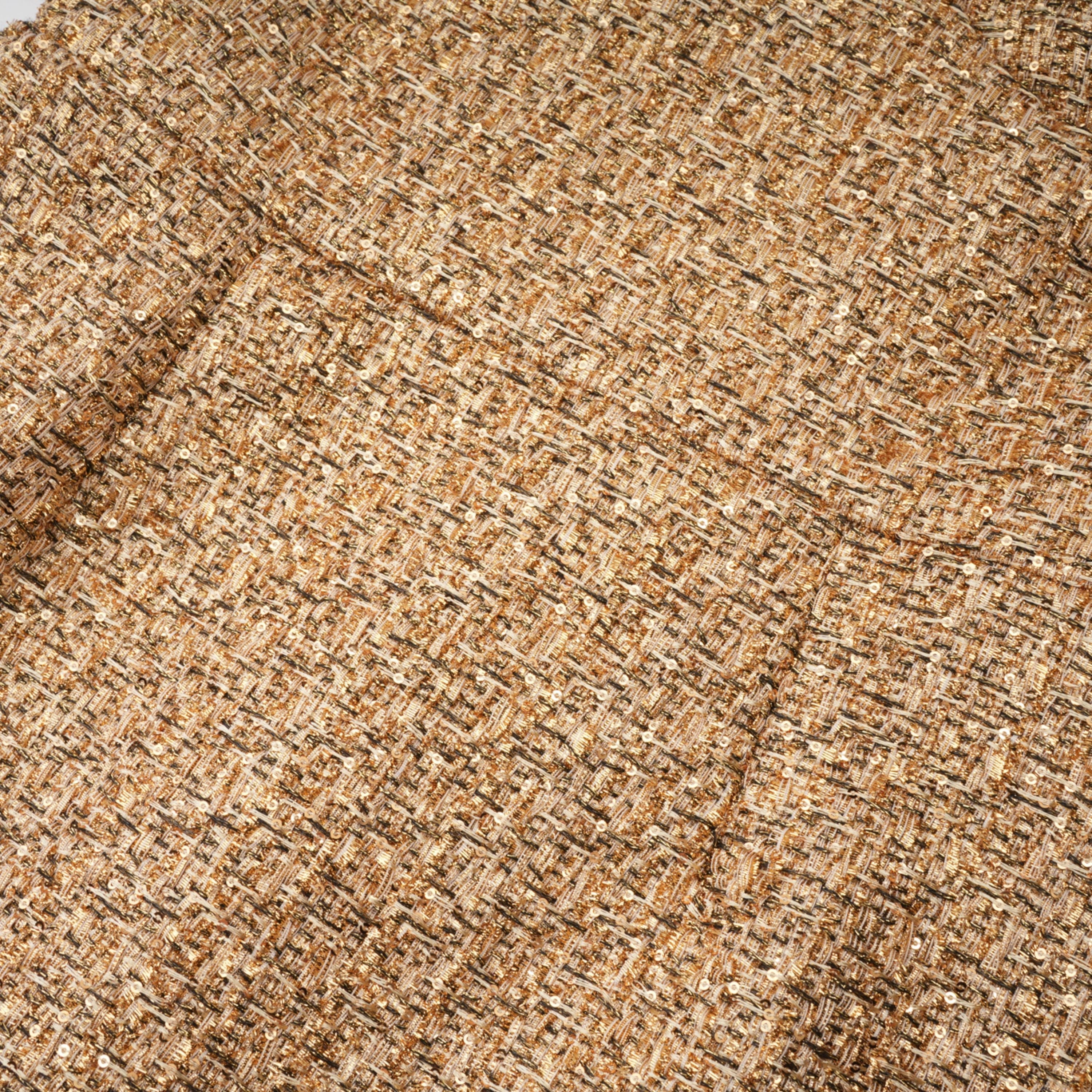 Arna Gold Sweetheart Neckline Tweed Mini Dress (Final Sale-US Only)