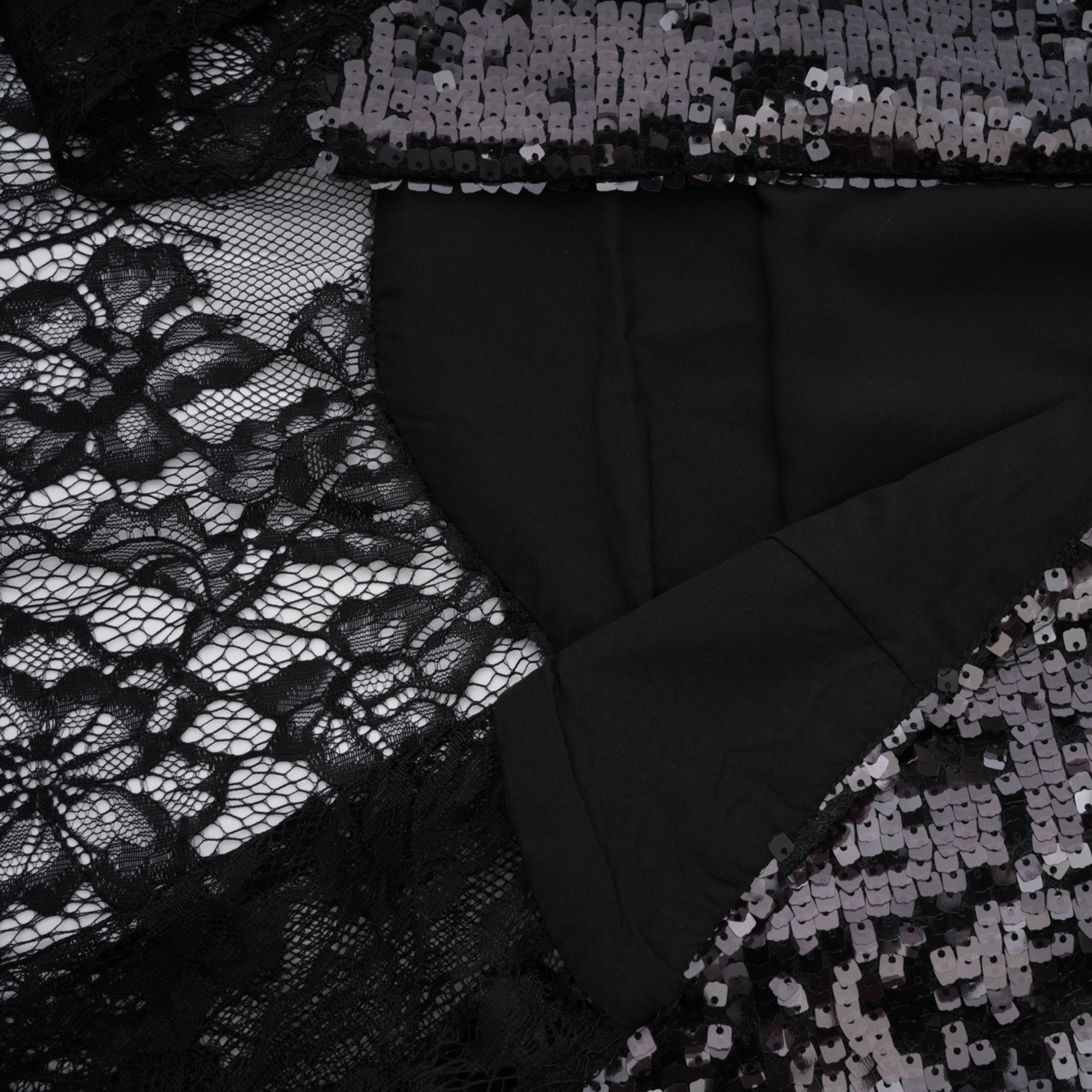 Ava Black Lace Panel Sequined Maxi Dress  (Final Sale)