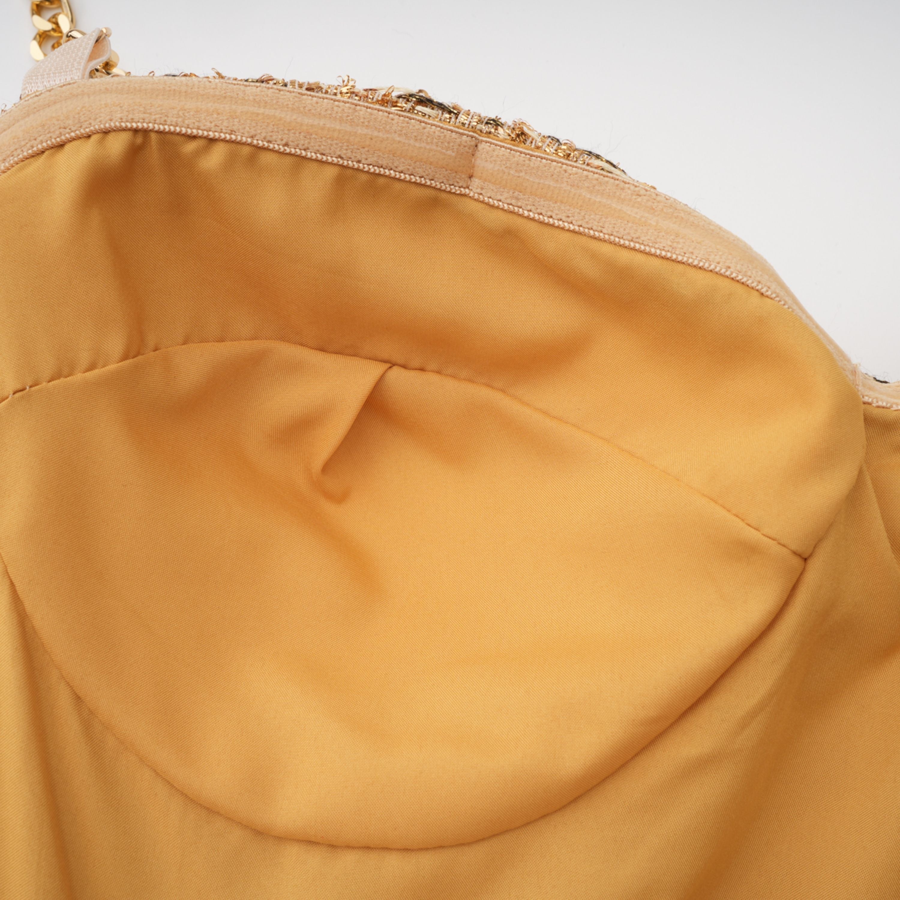 Arna Gold Sweetheart Neckline Tweed Mini Dress (Final Sale)