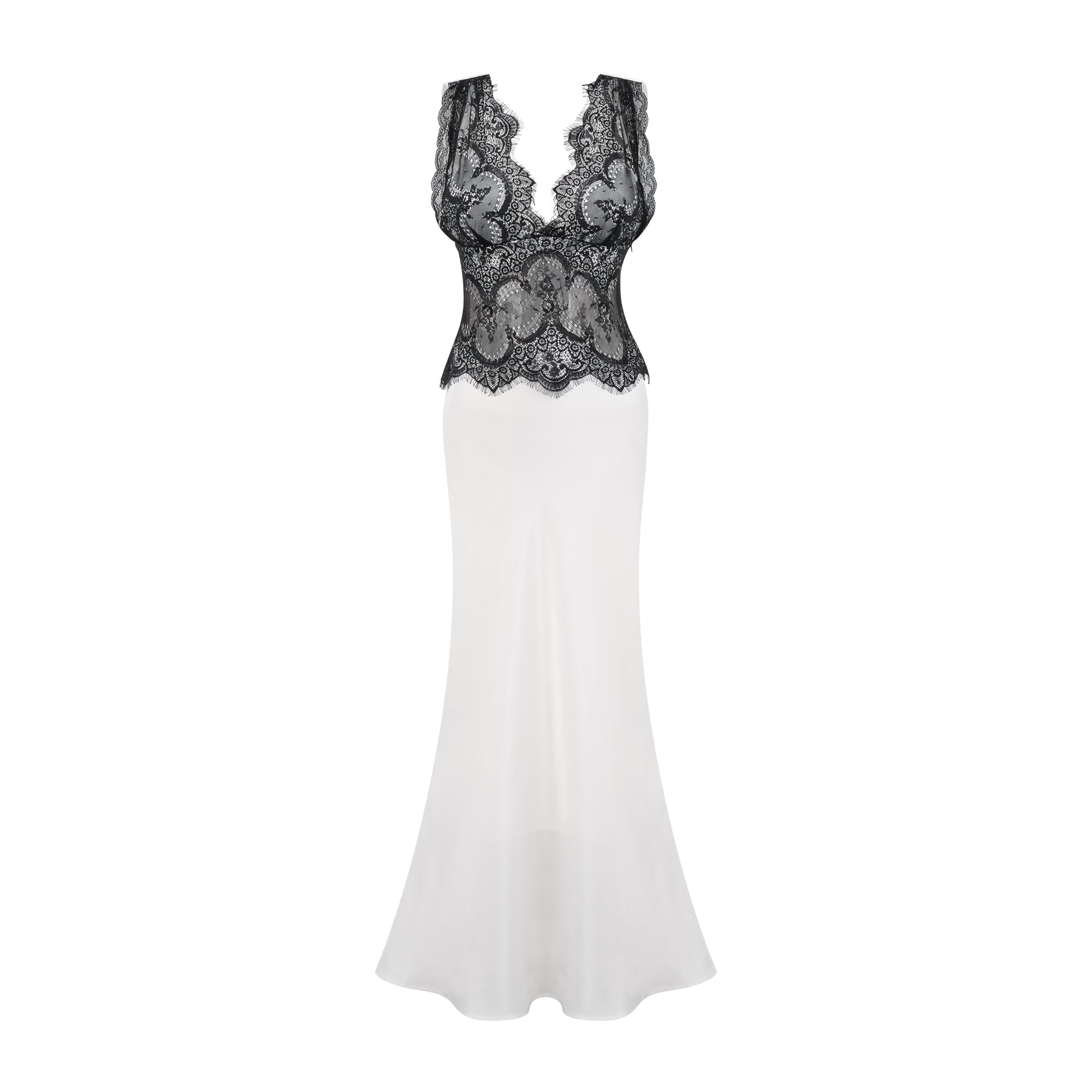 Éléonore contrast-color lace-detail maxi dress - White