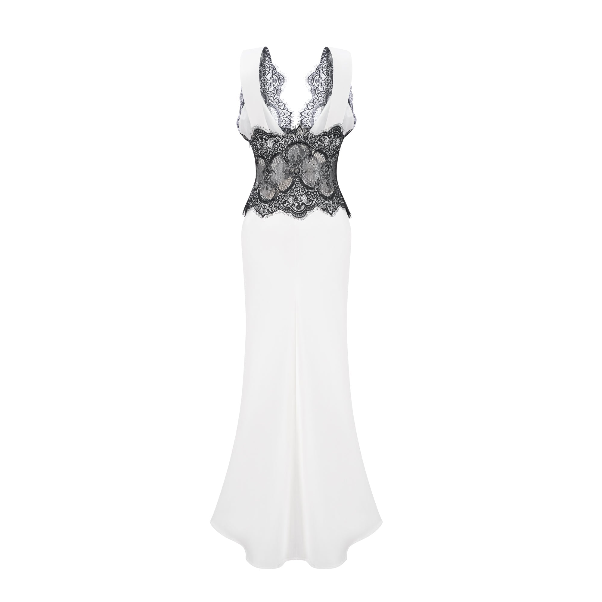 Éléonore contrast-color lace-detail maxi dress - White