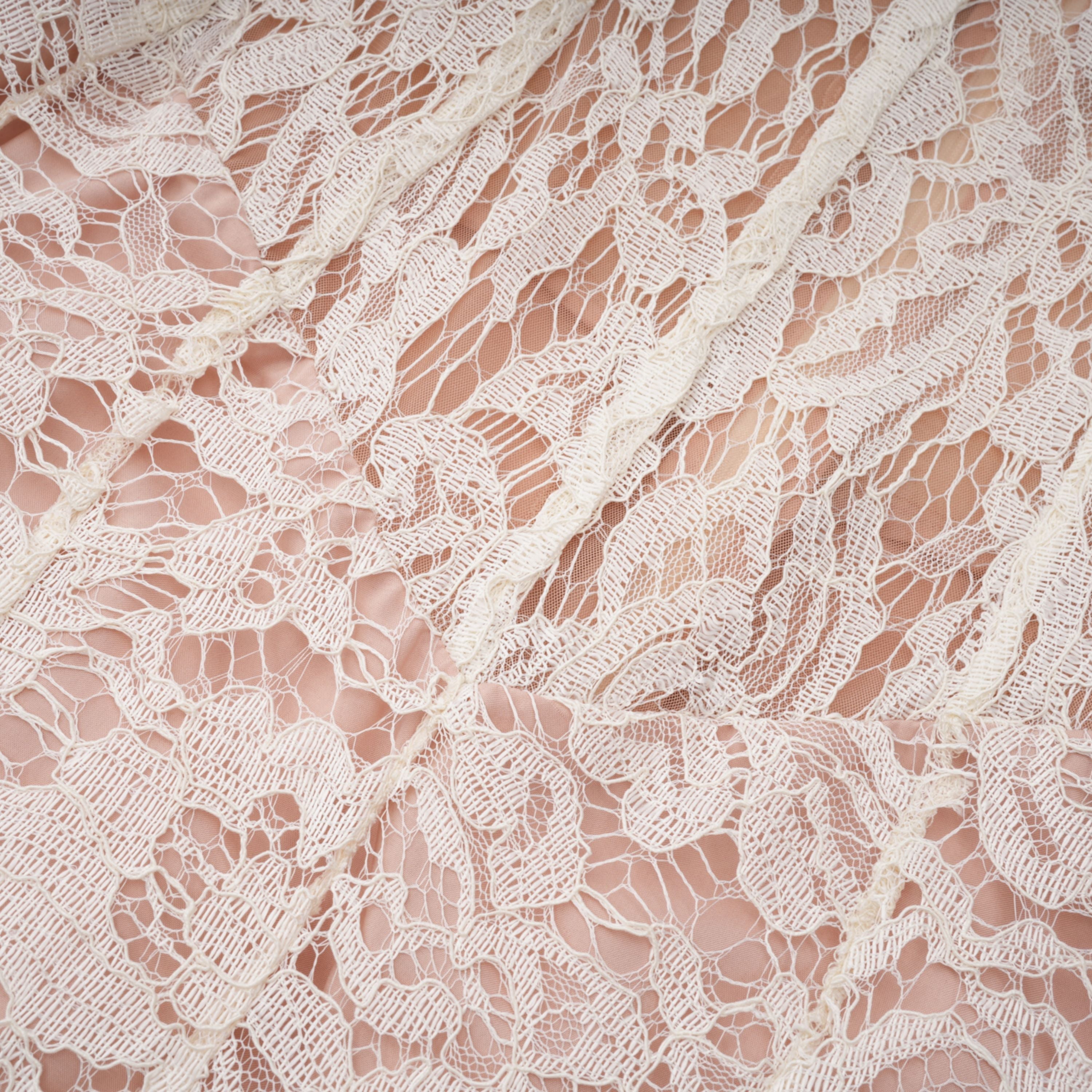 Alaia White Cape Design Floral Lace Midi Dress