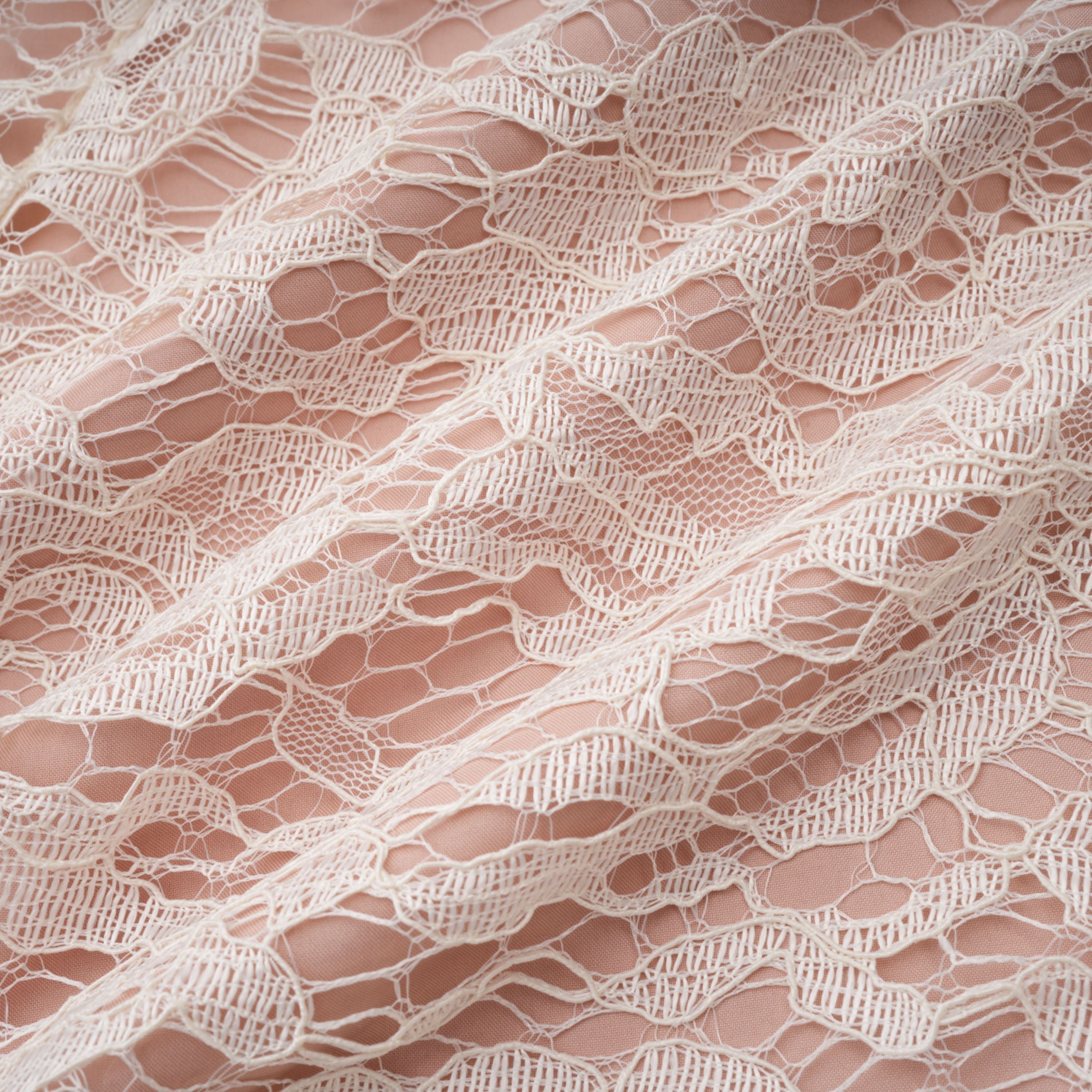 Alaia White Cape Design Floral Lace Midi Dress