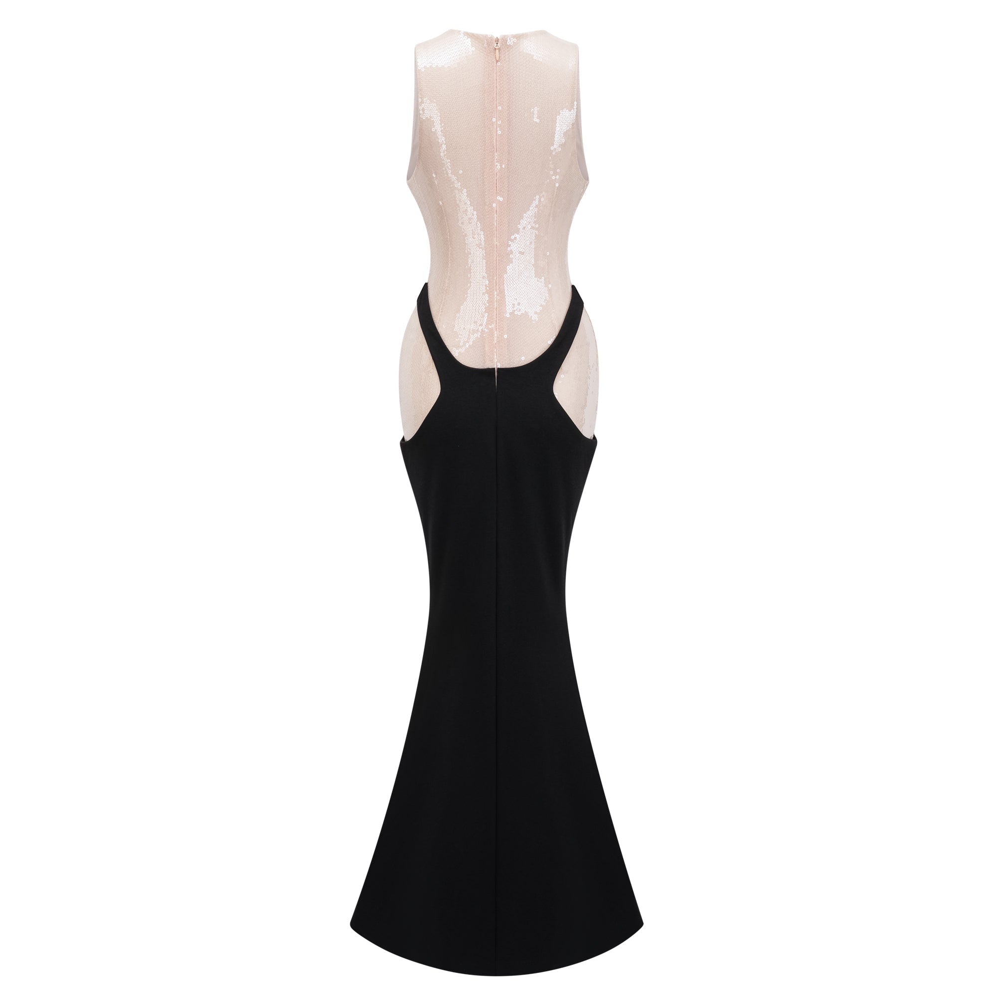 Uranie black panelled sequined corset maxi dress