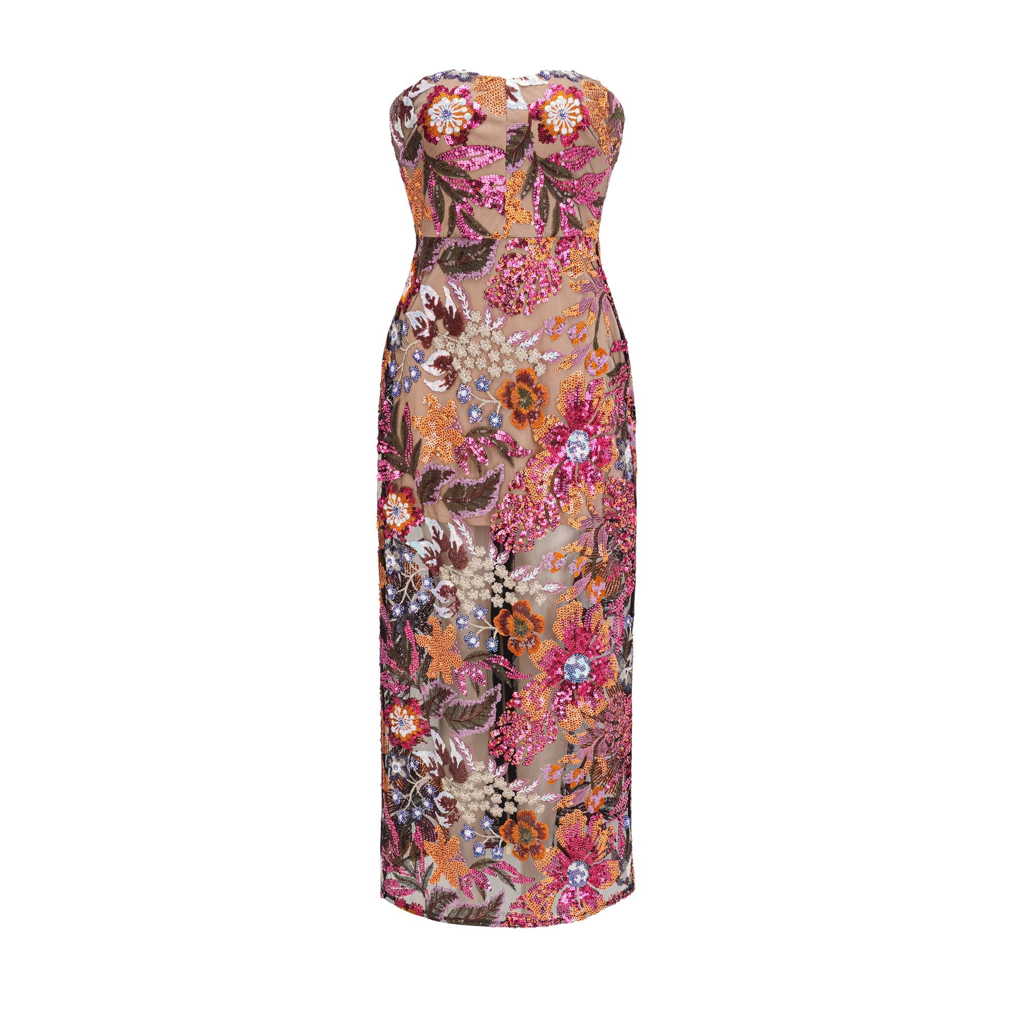 Thérèse sequin-embellished embroidered floral colorful midi dress (Final Sale-US Only)